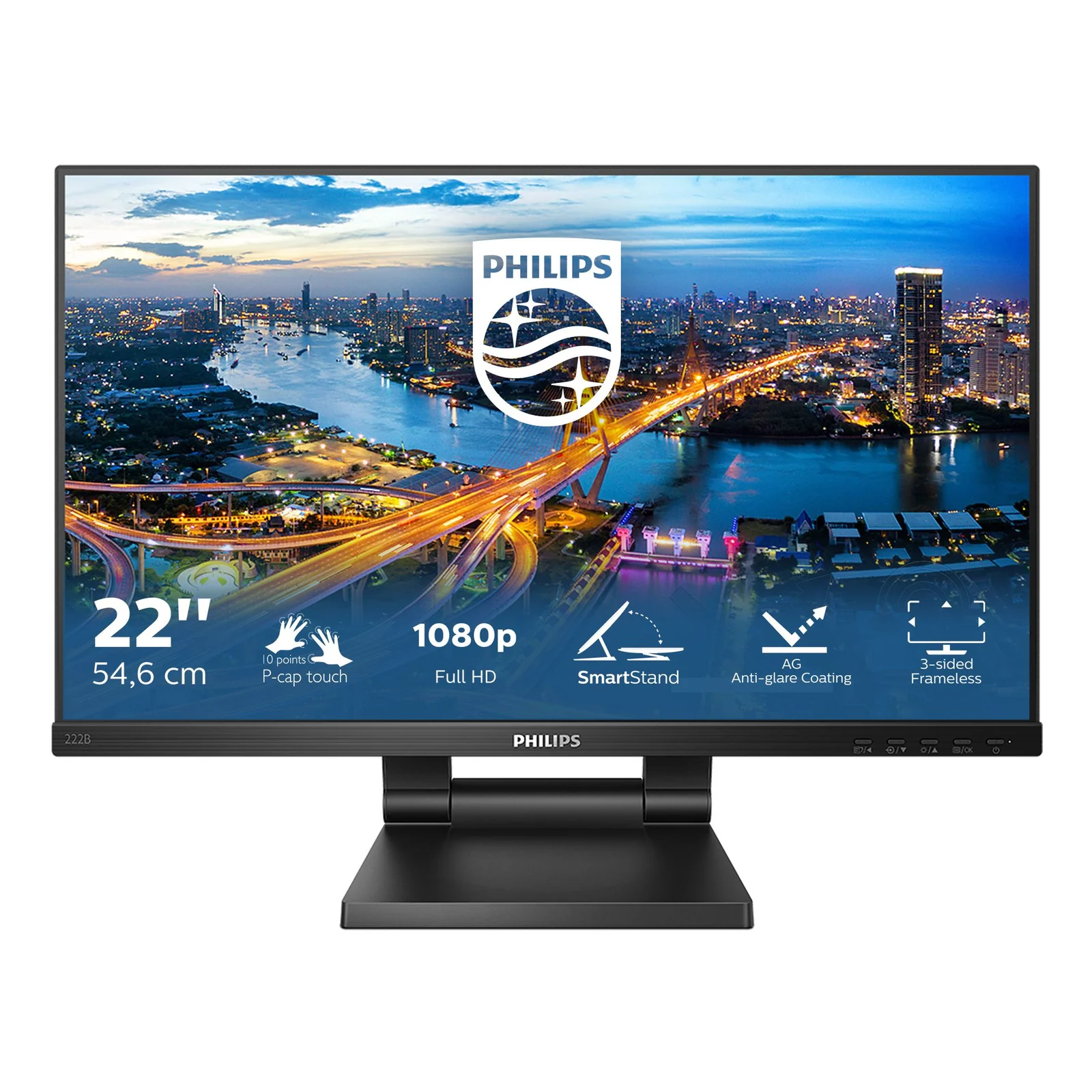 B Line 222B1TC/00 écran plat de PC 54,6 cm (21.5") 1920 x 1080 pixels Full HD LED Écran tactile Noir