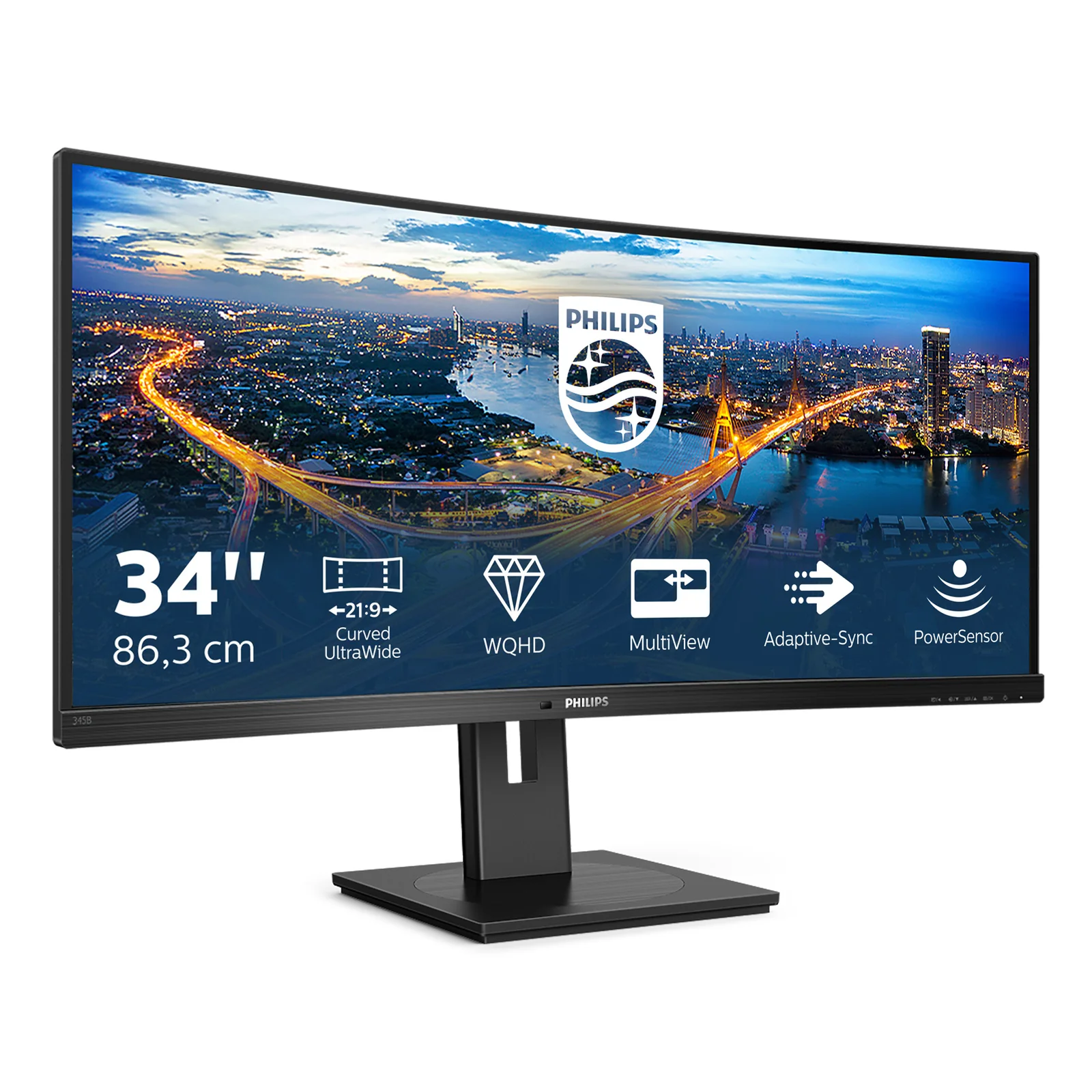Philips B Line 345B1C/00 écran plat de PC 86,4 cm (34") 3440 x 1440 pixels Quad HD LCD Noir