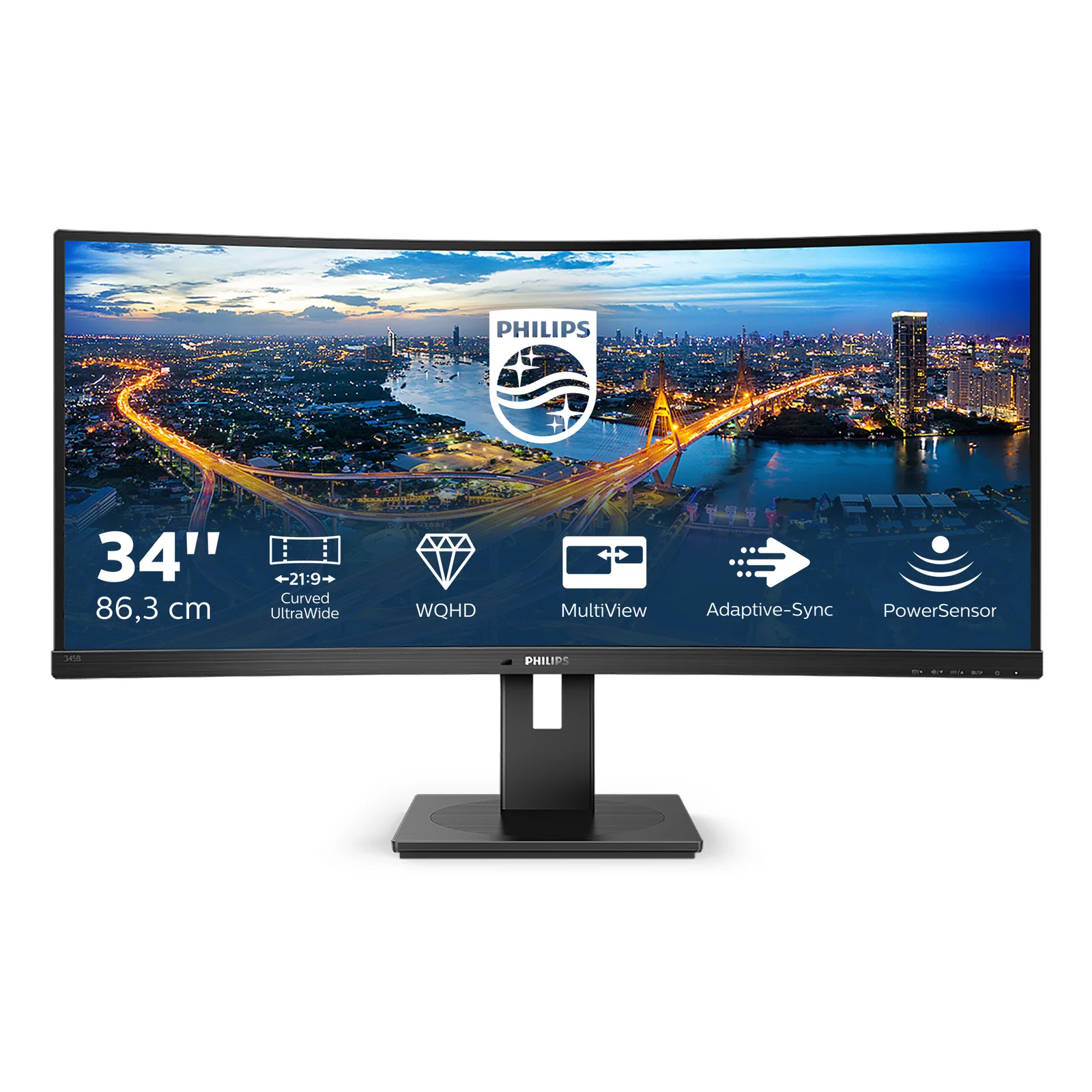 Philips B Line 345B1C/00 écran plat de PC 86,4 cm (34") 3440 x 1440 pixels Quad HD LCD Noir
