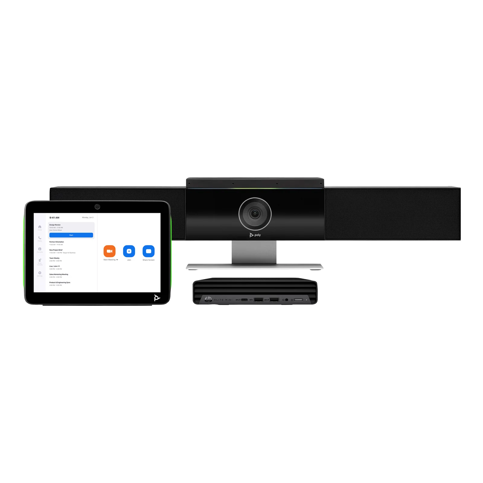 HP Poly Pack Poly Studio Medium Room pour Zoom Rooms : Barre de visioconférence Studio USB et PC HP avec TC10