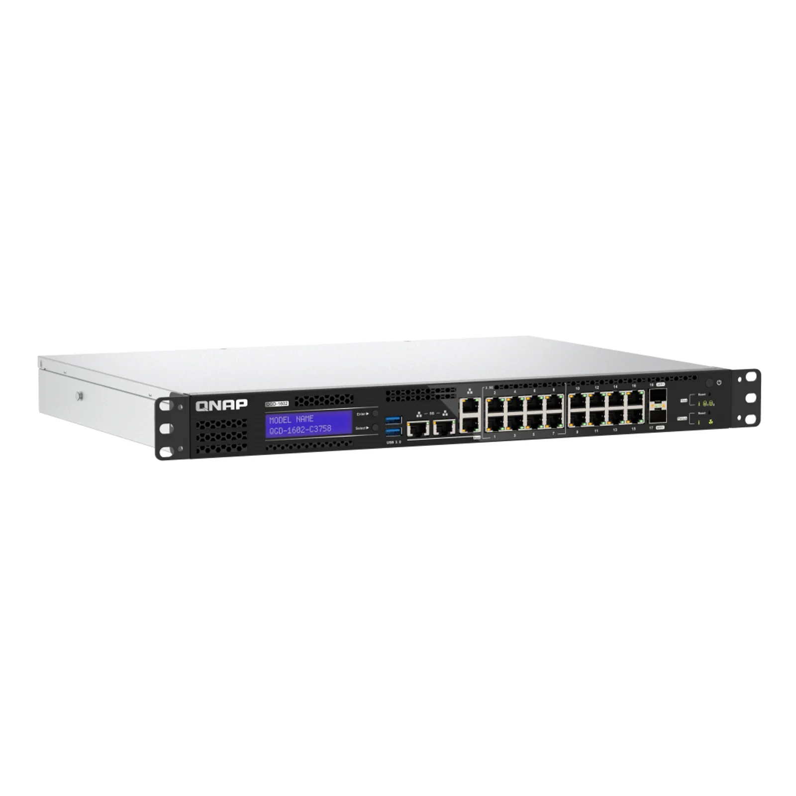 QNAP QGD-1602-C3758-16G commutateur réseau Géré L2 2.5G Ethernet (100/1000/2500) Noir, Gris