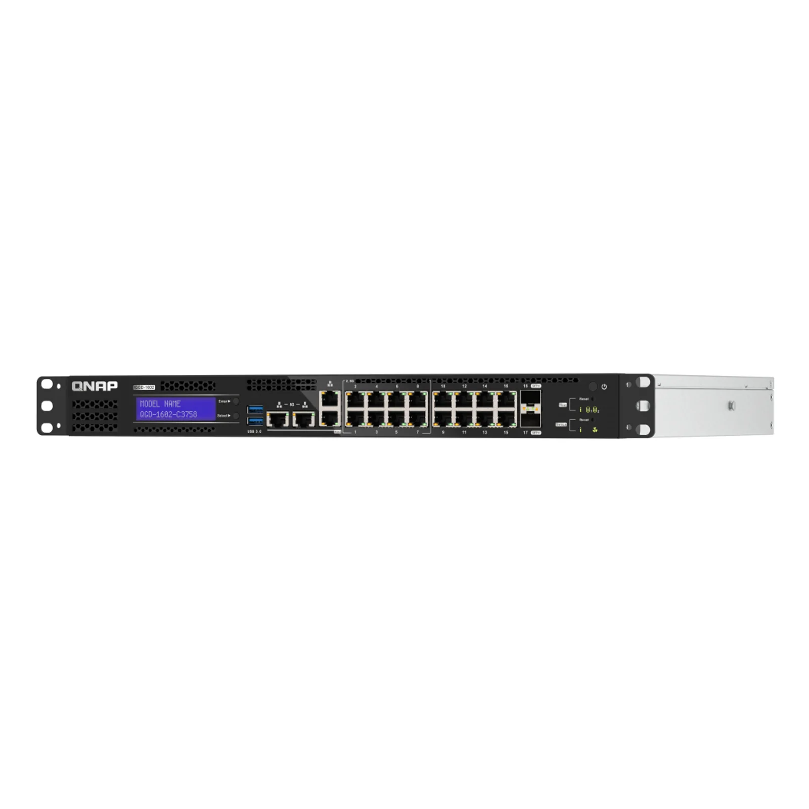 QNAP QGD-1602-C3758-16G commutateur réseau Géré L2 2.5G Ethernet (100/1000/2500) Noir, Gris
