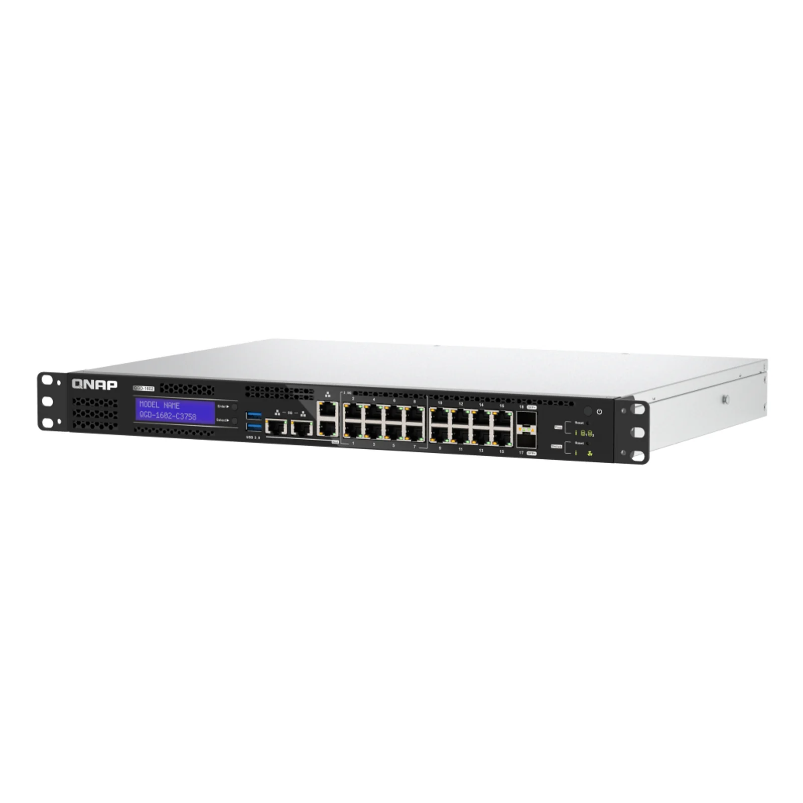 QNAP QGD-1602-C3758-16G commutateur réseau Géré L2 2.5G Ethernet (100/1000/2500) Noir, Gris