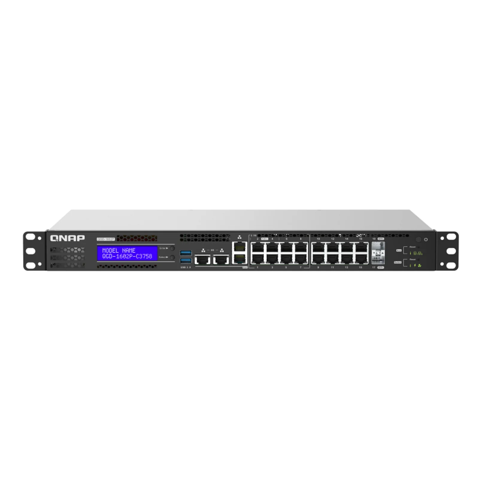 QGD-1602P Géré L2 Gigabit Ethernet (10/100/1000) Connexion Ethernet, supportant l'alimentation via ce port (PoE) 1U Noir, Gris
