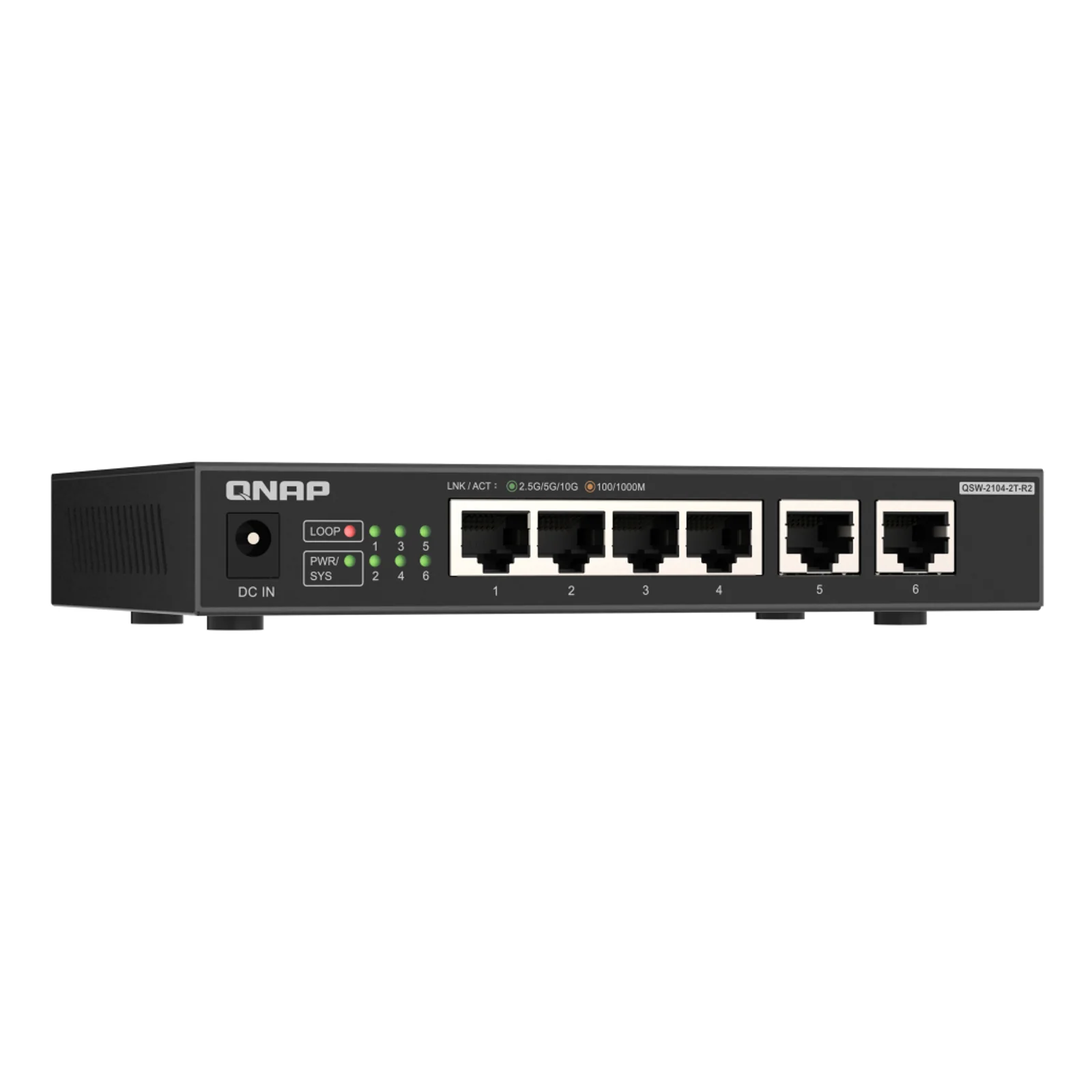 QNAP QSW-2104-2T-R2 commutateur réseau Non-géré 10G Ethernet (100/1000/10000) Bureau Noir