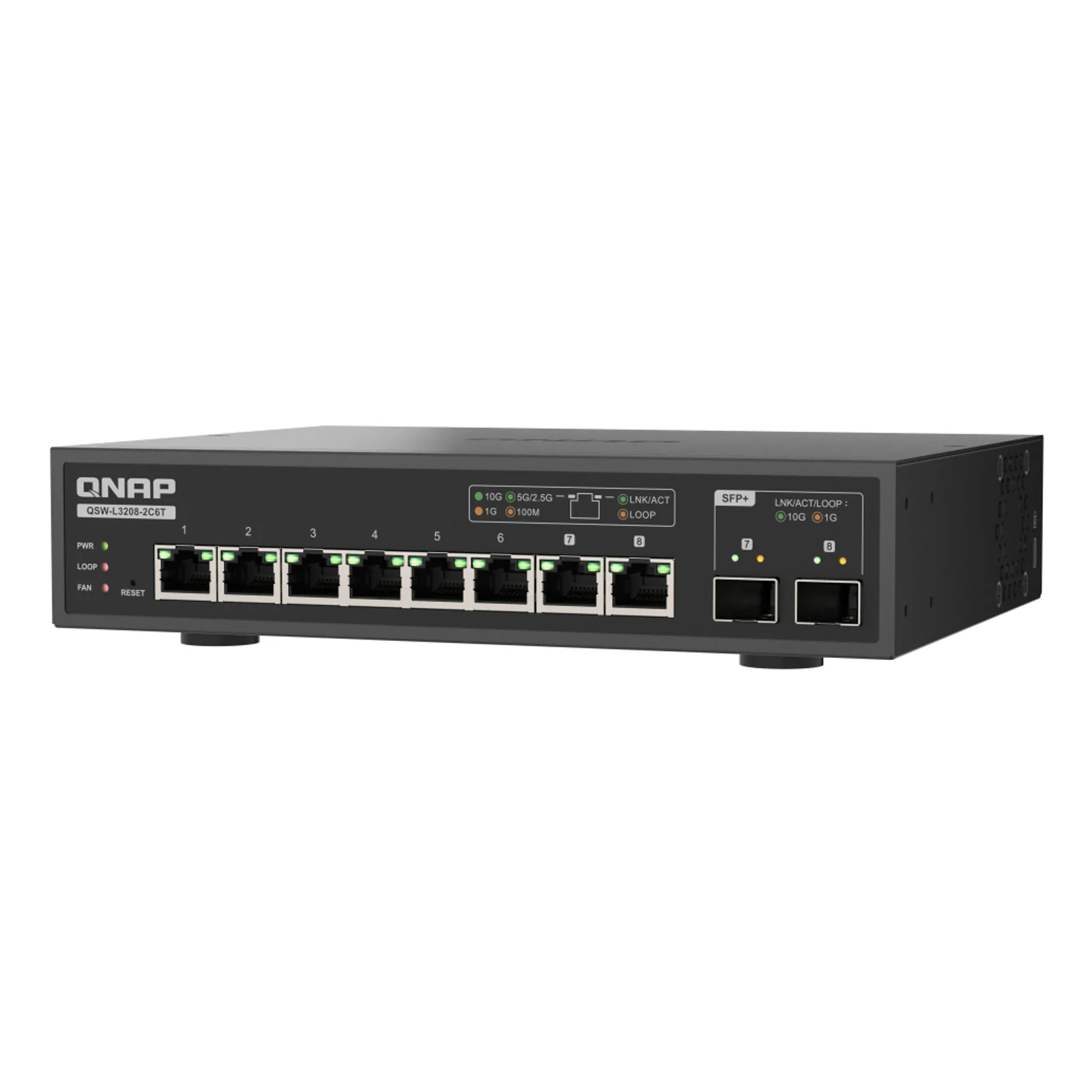 QSW-L3208-2C6T commutateur réseau Géré L2 10G Ethernet (100/1000/10000) Bureau Noir