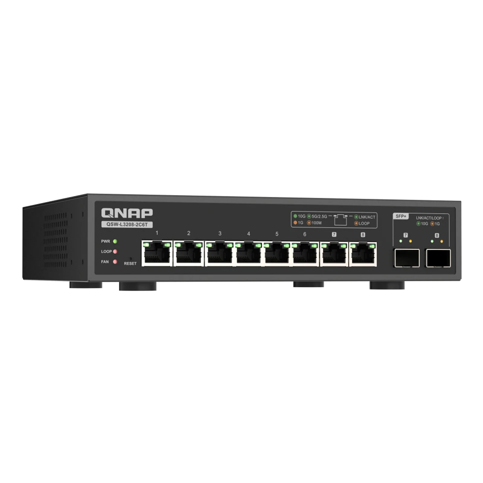 QNAP QSW-L3208-2C6T commutateur réseau Géré L2 10G Ethernet (100/1000/10000) Bureau Noir