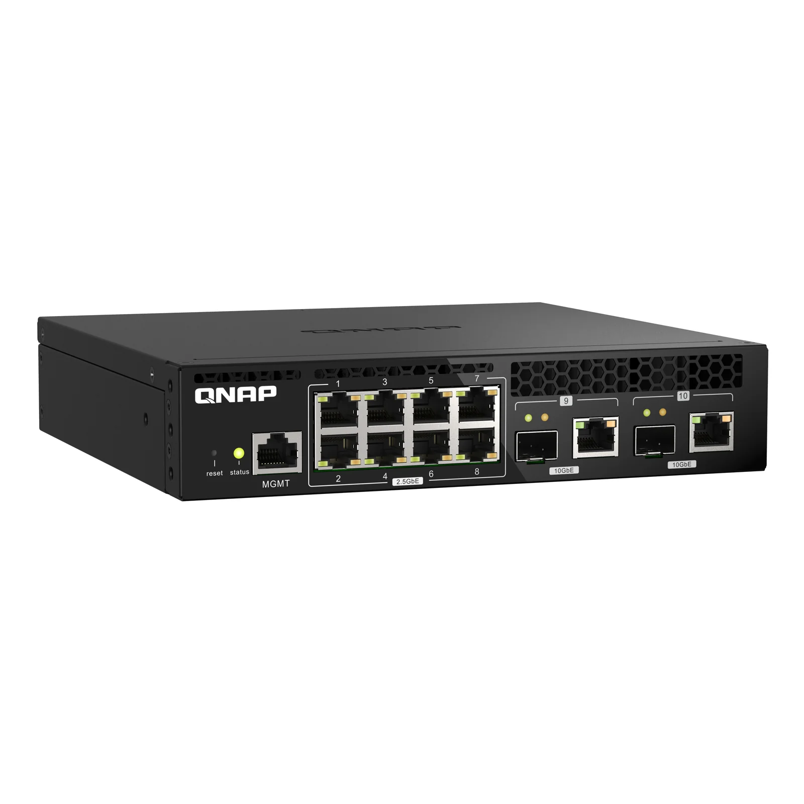 QNAP QSW-M2108R-2C commutateur réseau Géré L2 2.5G Ethernet (100/1000/2500) Connexion Ethernet, supportant l'alimentation via ce port (PoE) Noir
