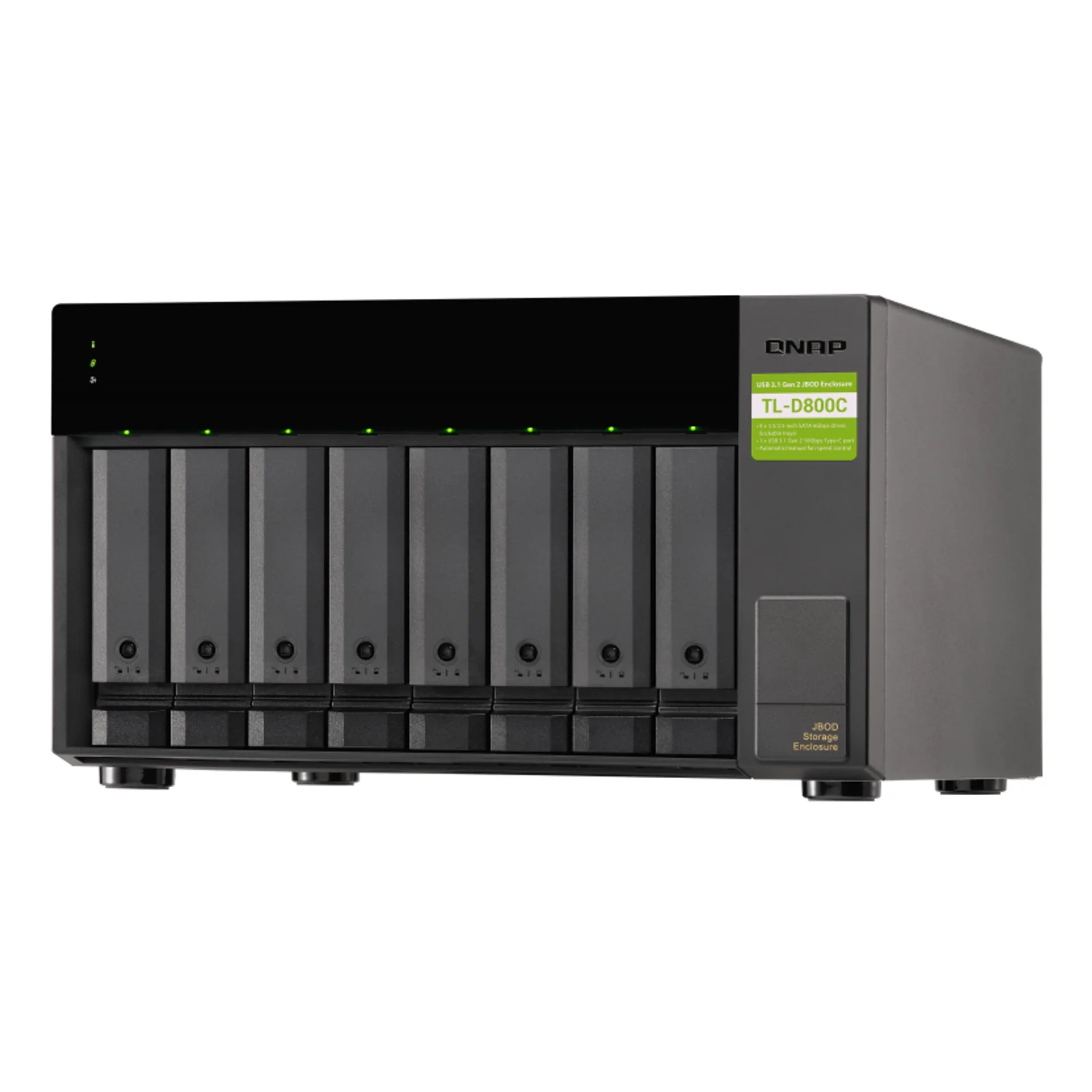 QNAP TL-D800C Boîtier de disques de stockage Boîtier disque dur/SSD Noir, Gris 2.5/3.5"