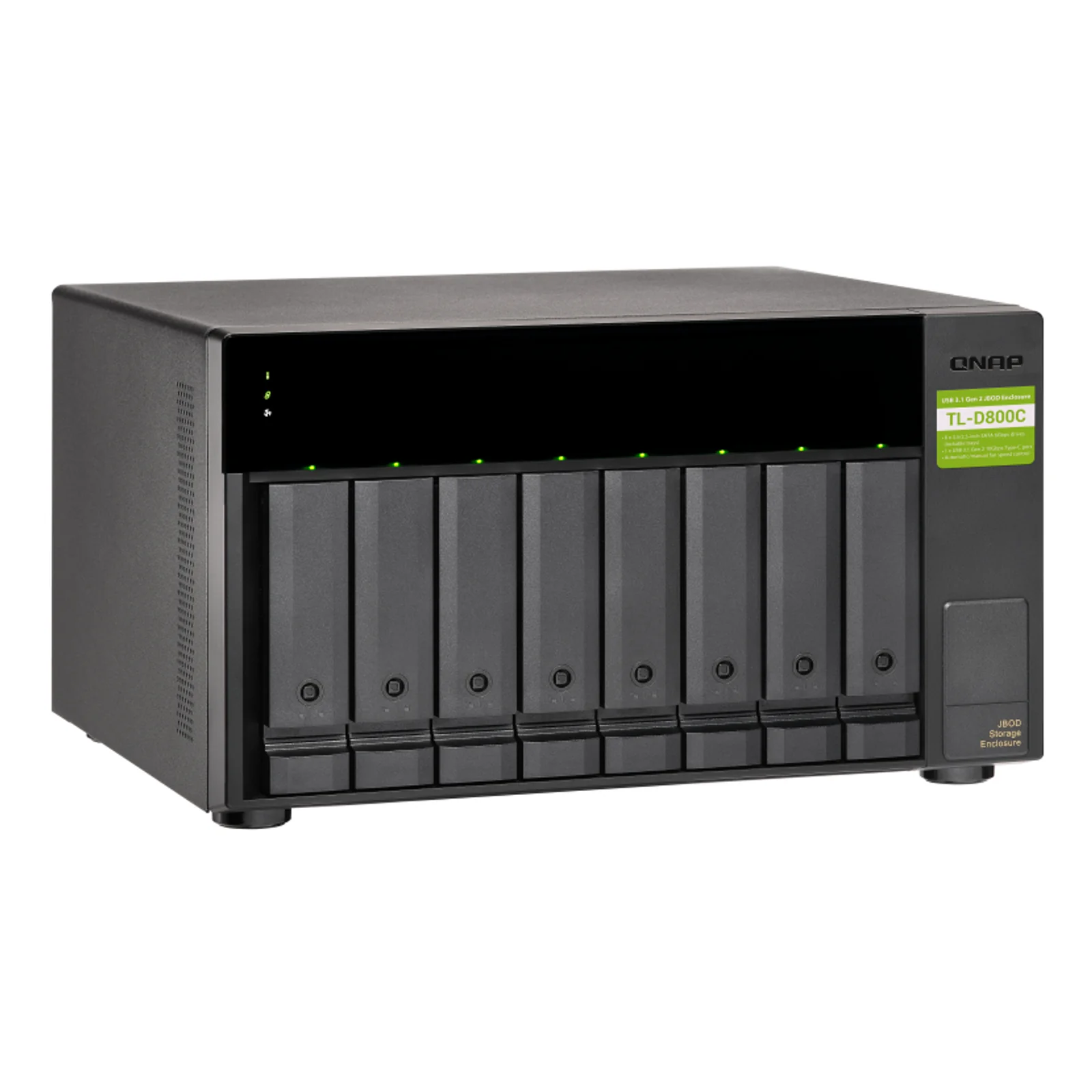 QNAP TL-D800C Boîtier de disques de stockage Boîtier disque dur/SSD Noir, Gris 2.5/3.5"