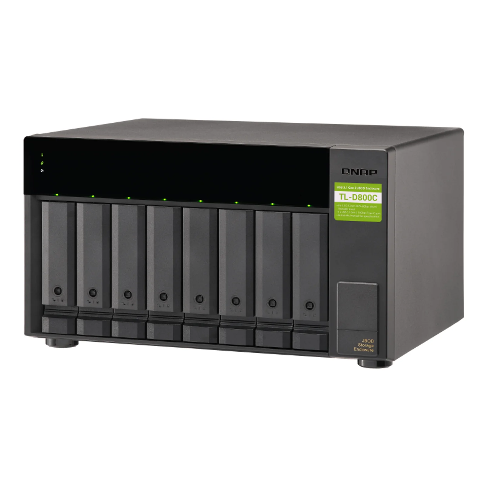 QNAP TL-D800C Boîtier de disques de stockage Boîtier disque dur/SSD Noir, Gris 2.5/3.5"