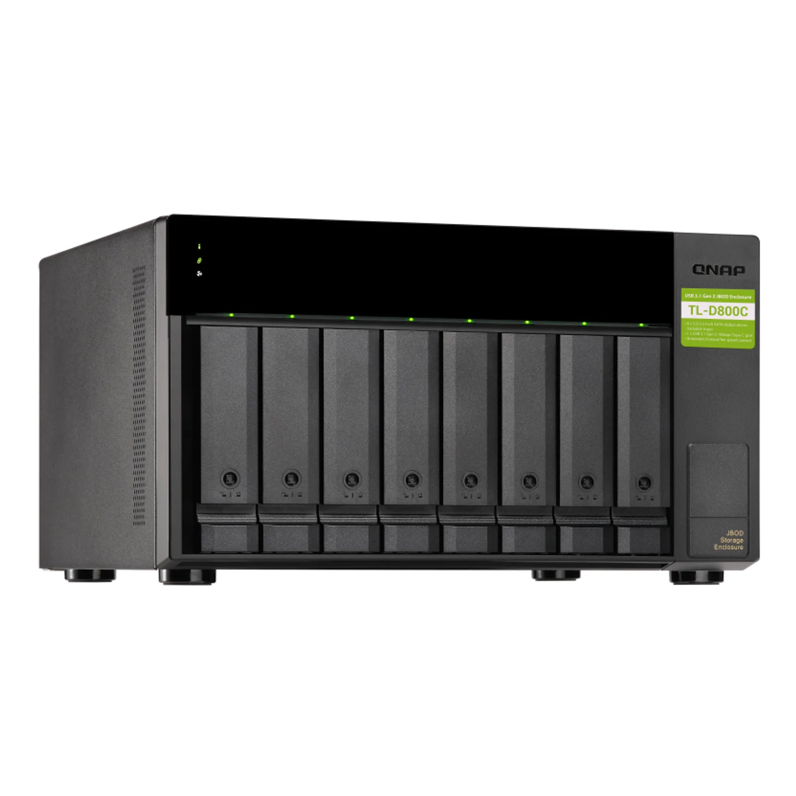 QNAP TL-D800C Boîtier de disques de stockage Boîtier disque dur/SSD Noir, Gris 2.5/3.5"