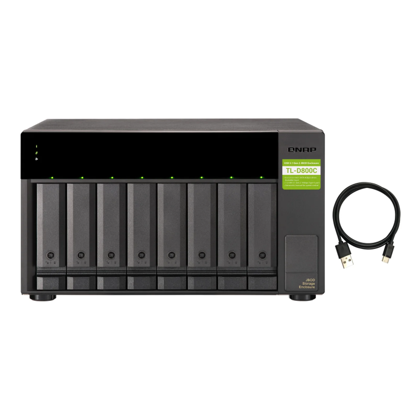 QNAP TL-D800C Boîtier de disques de stockage Boîtier disque dur/SSD Noir, Gris 2.5/3.5"