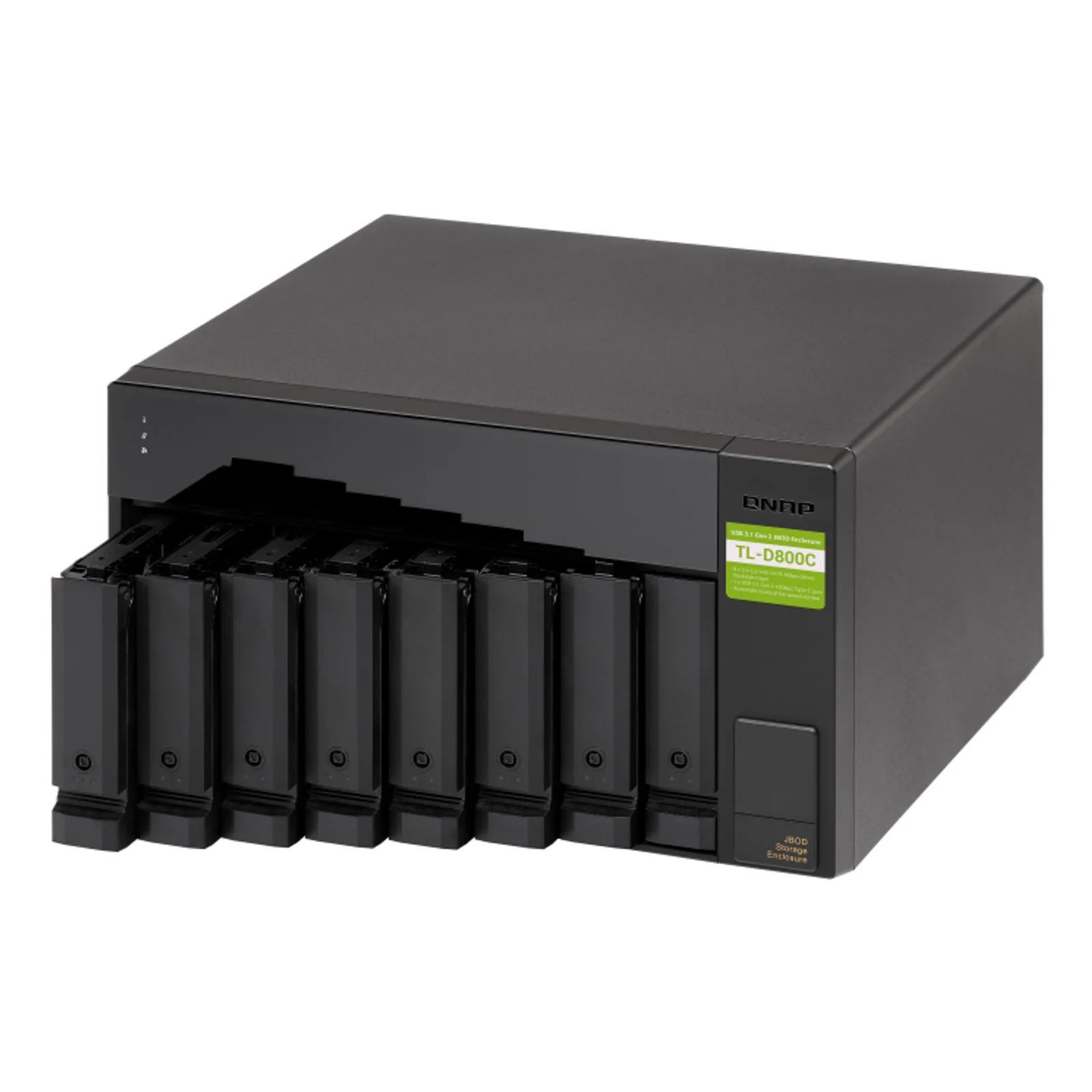 QNAP TL-D800C Boîtier de disques de stockage Boîtier disque dur/SSD Noir, Gris 2.5/3.5"