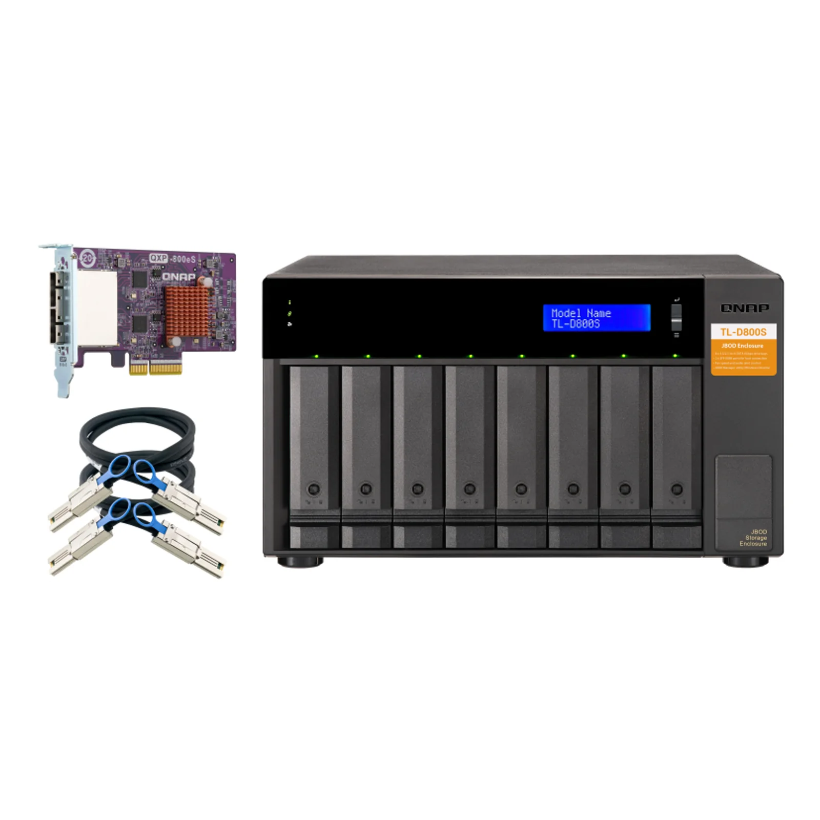 QNAP TL-D800S Boîtier de disques de stockage Boîtier disque dur/SSD Noir, Gris 2.5/3.5"