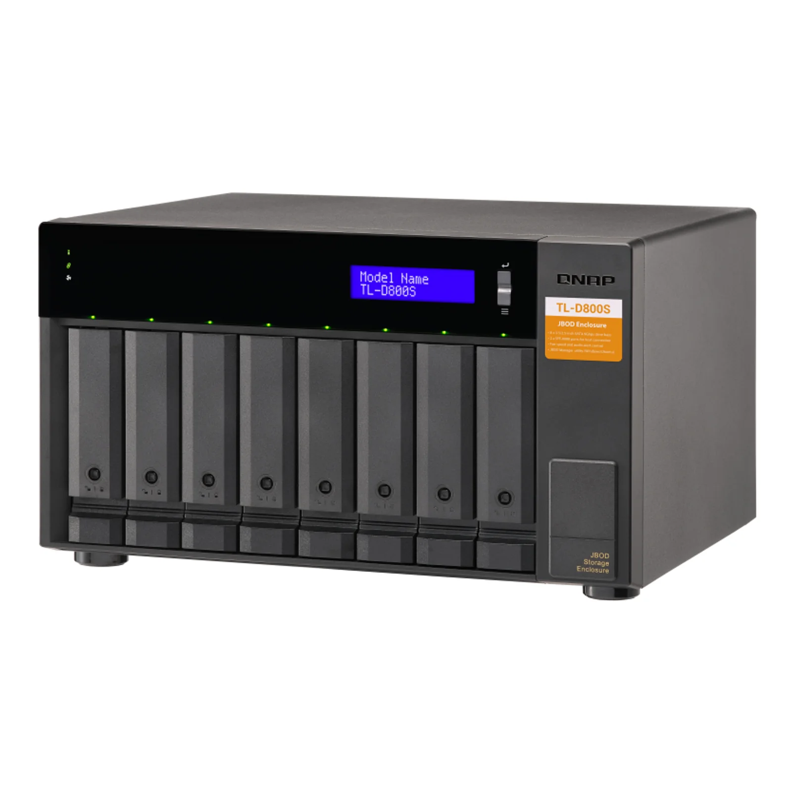 QNAP TL-D800S Boîtier de disques de stockage Boîtier disque dur/SSD Noir, Gris 2.5/3.5"