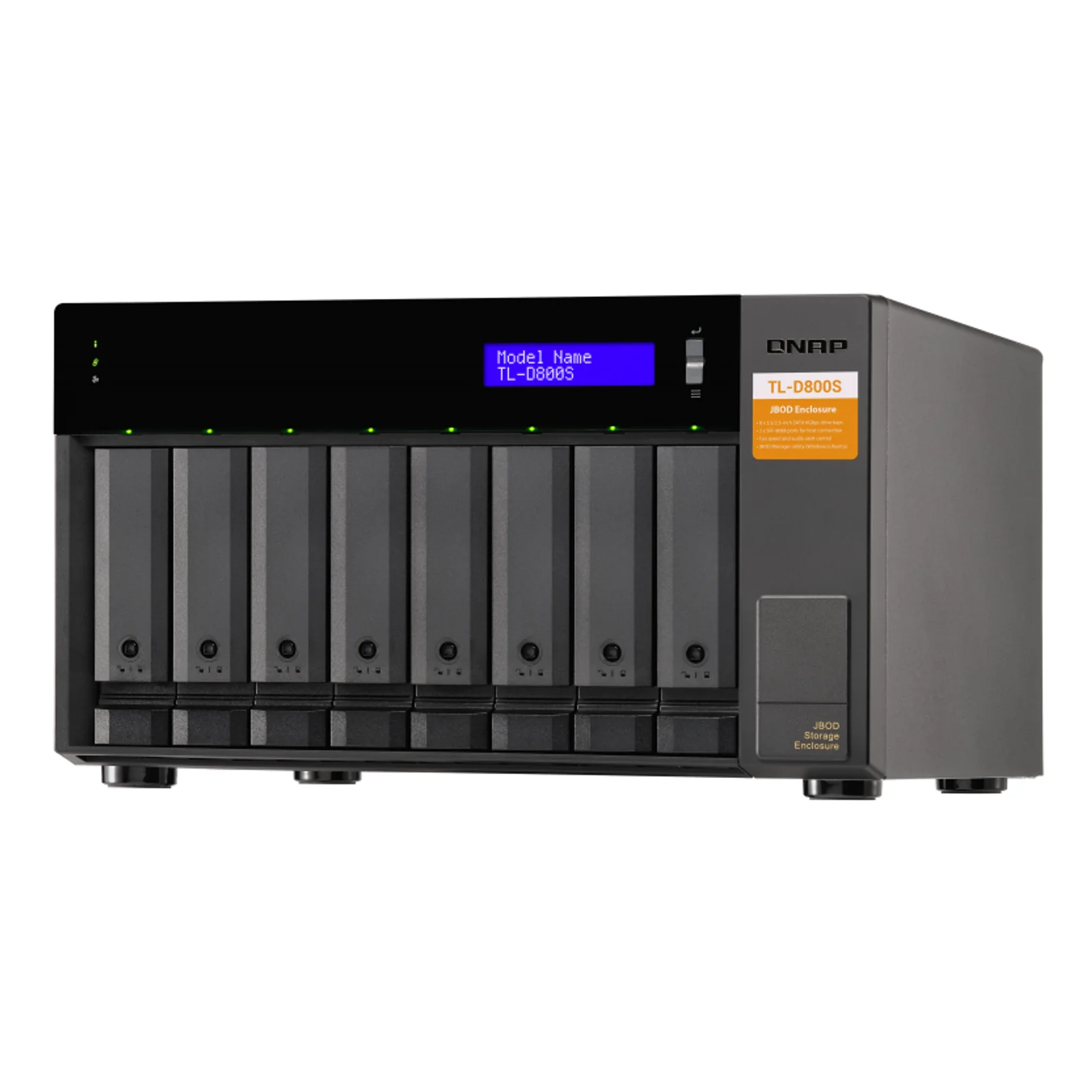 QNAP TL-D800S Boîtier de disques de stockage Boîtier disque dur/SSD Noir, Gris 2.5/3.5"