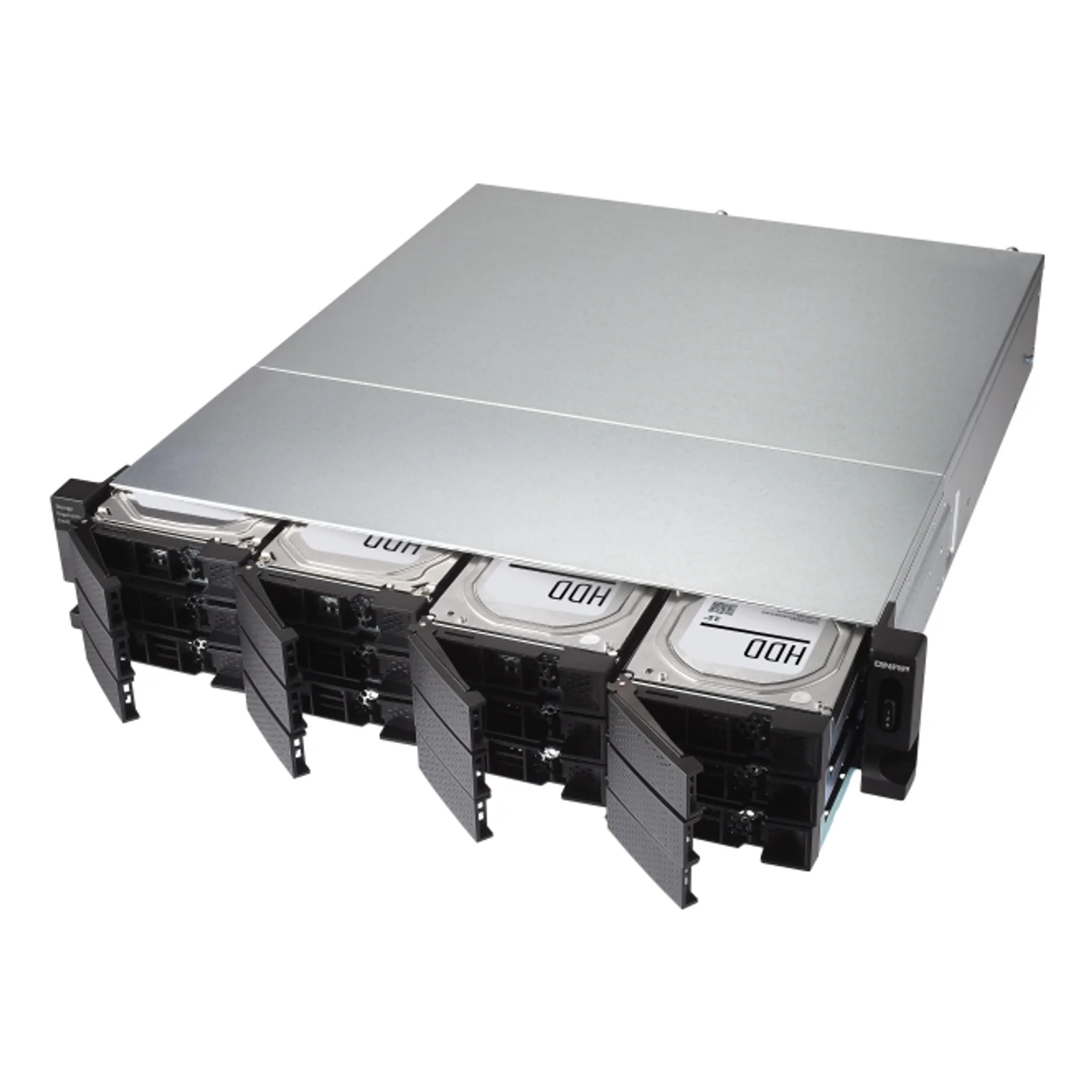 QNAP TL-R1200C-RP Boîtier de disques de stockage Boîtier disque dur/SSD Noir, Gris 2.5/3.5"