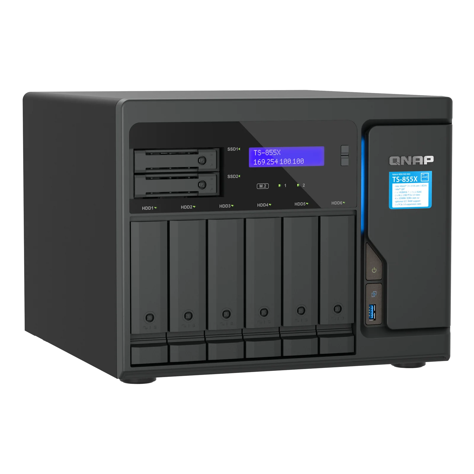 QNAP TS-855X SAN Tower Intel Atom® C5125 8 Go DDR4 0 To QNAP QTS Noir