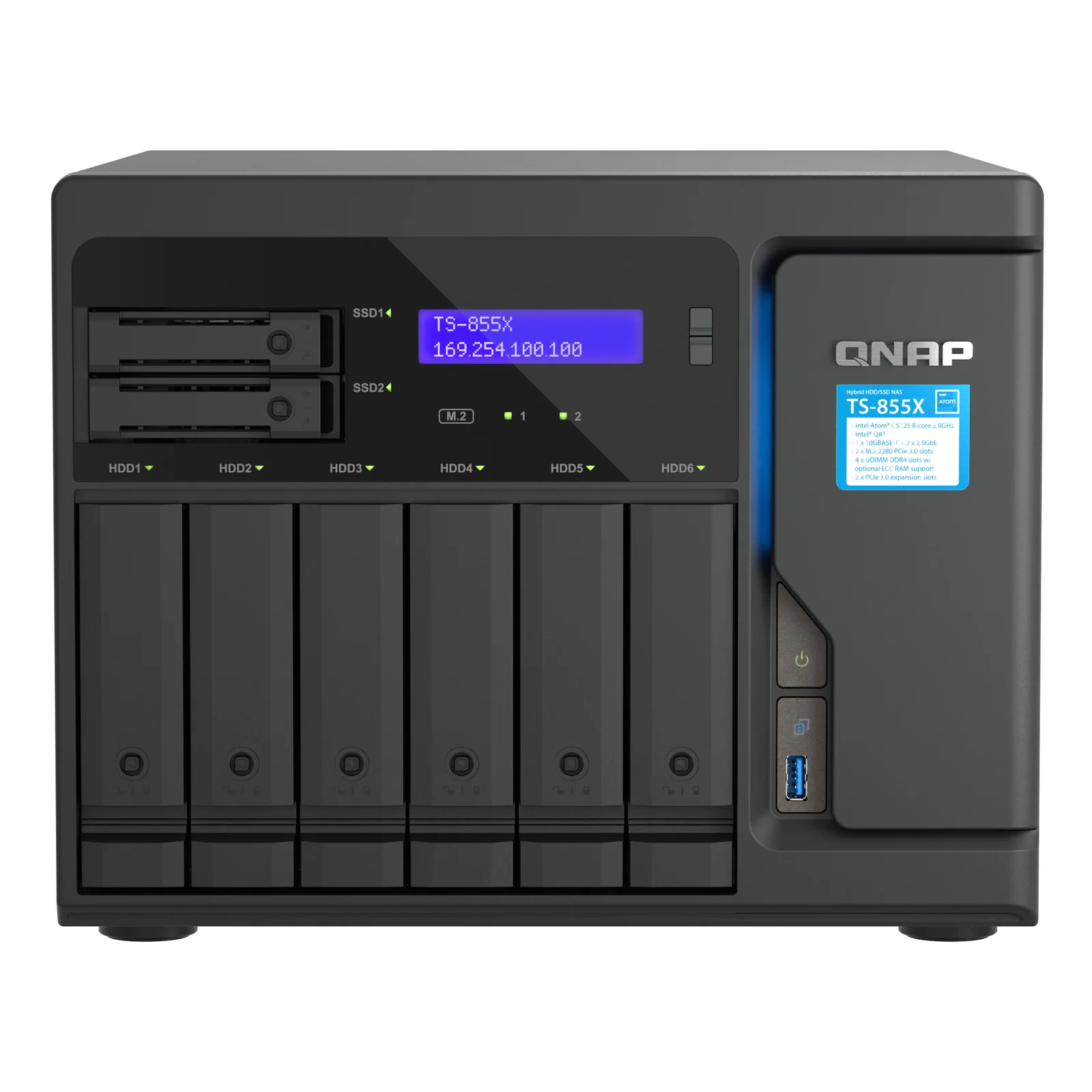 TS-855X SAN Tower Intel Atom® C5125 8 Go DDR4 0 To QNAP QTS Noir