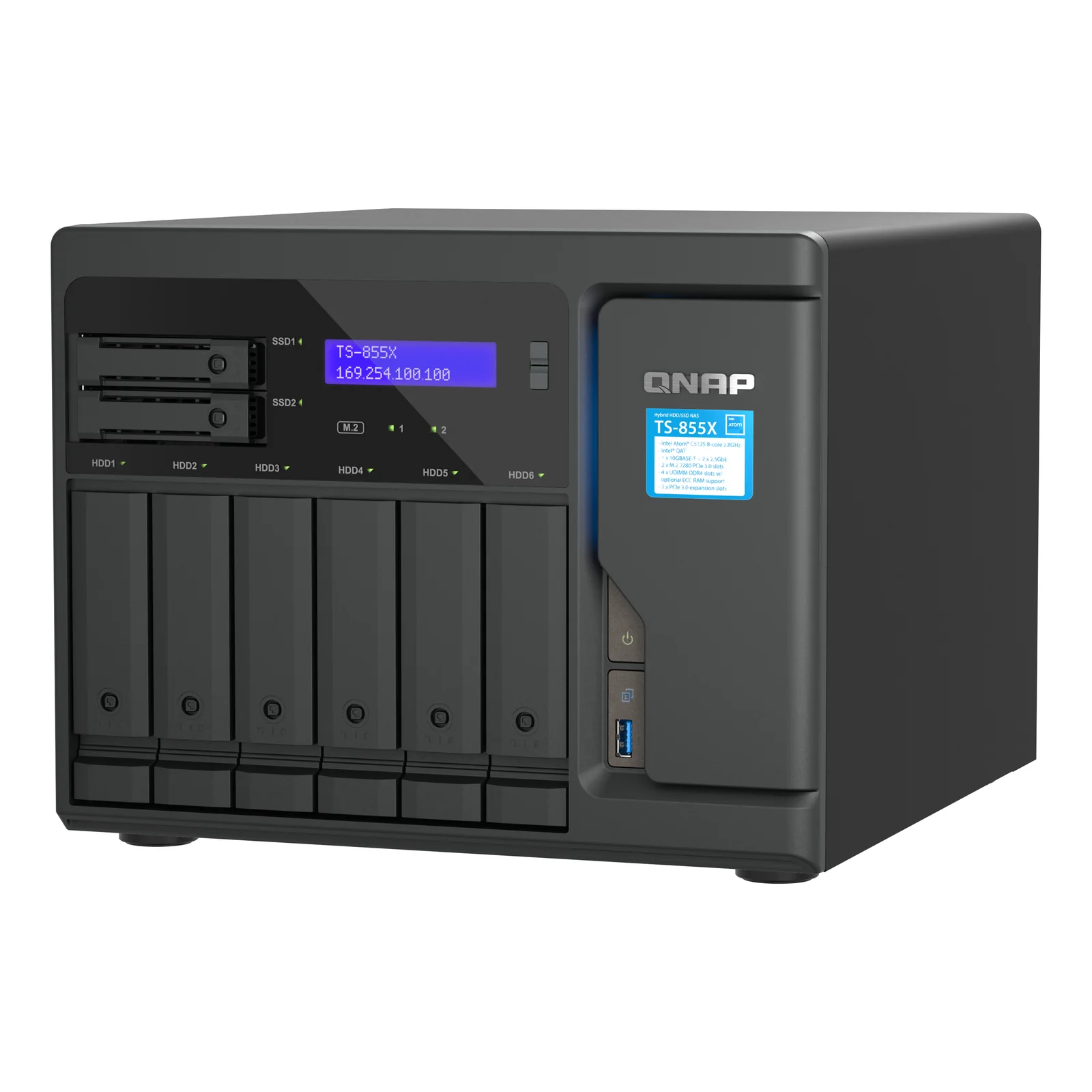 QNAP TS-855X SAN Tower Intel Atom® C5125 8 Go DDR4 0 To QNAP QTS Noir