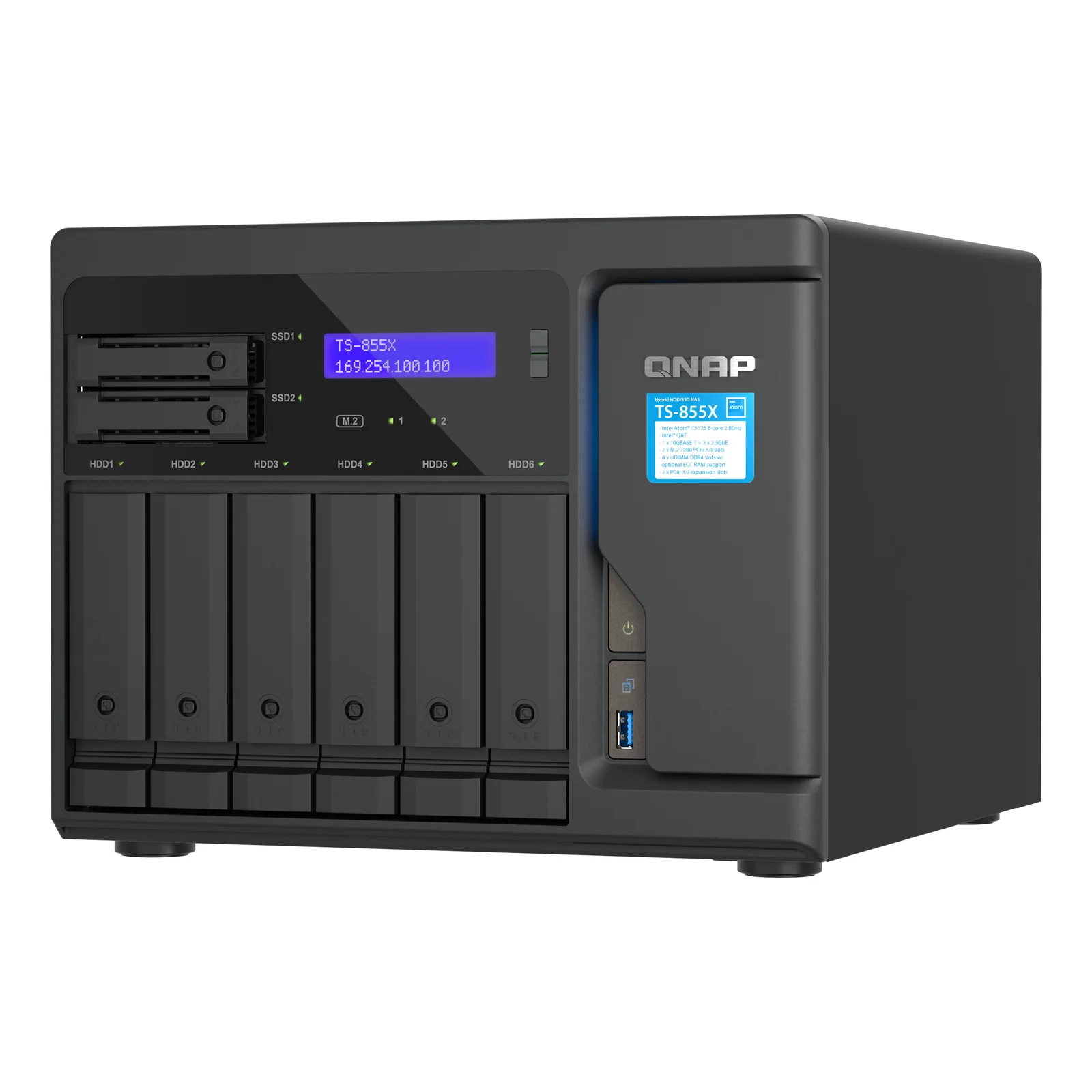 QNAP TS-855X SAN Tower Intel Atom® C5125 8 Go DDR4 0 To QNAP QTS Noir
