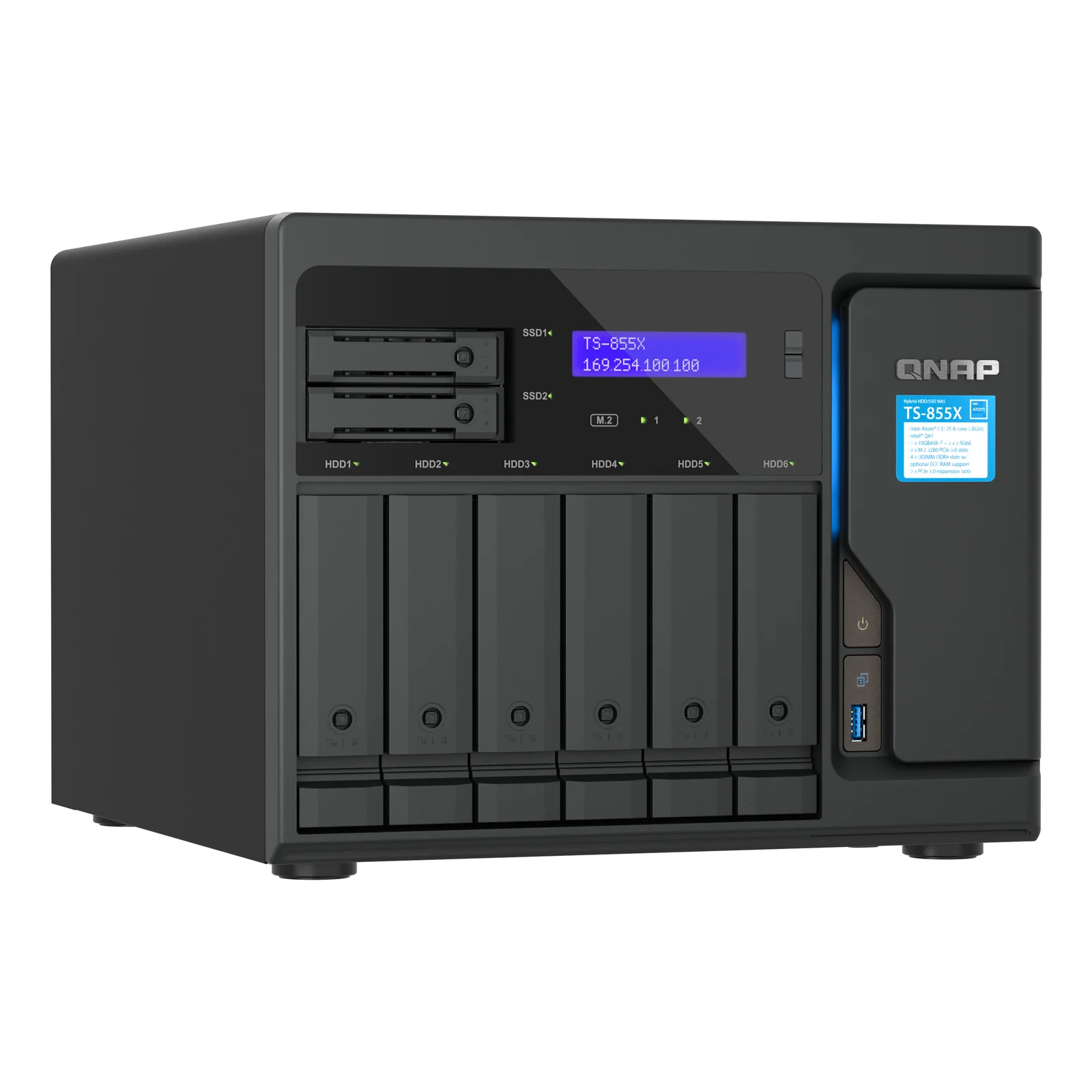 QNAP TS-855X SAN Tower Intel Atom® C5125 8 Go DDR4 0 To QNAP QTS Noir