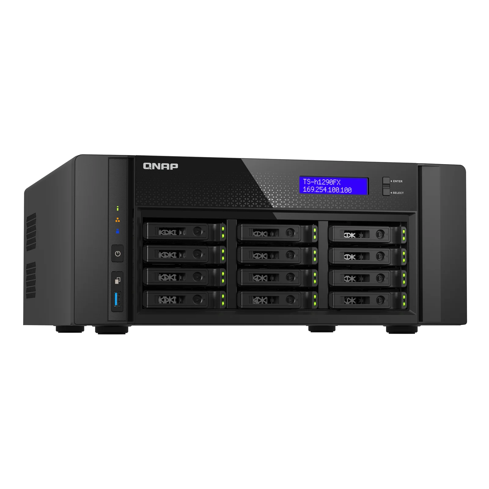 QNAP TS-h1290FX NAS Tower EPYC 7302P 256 Go DDR4 0 To QuTS hero Noir