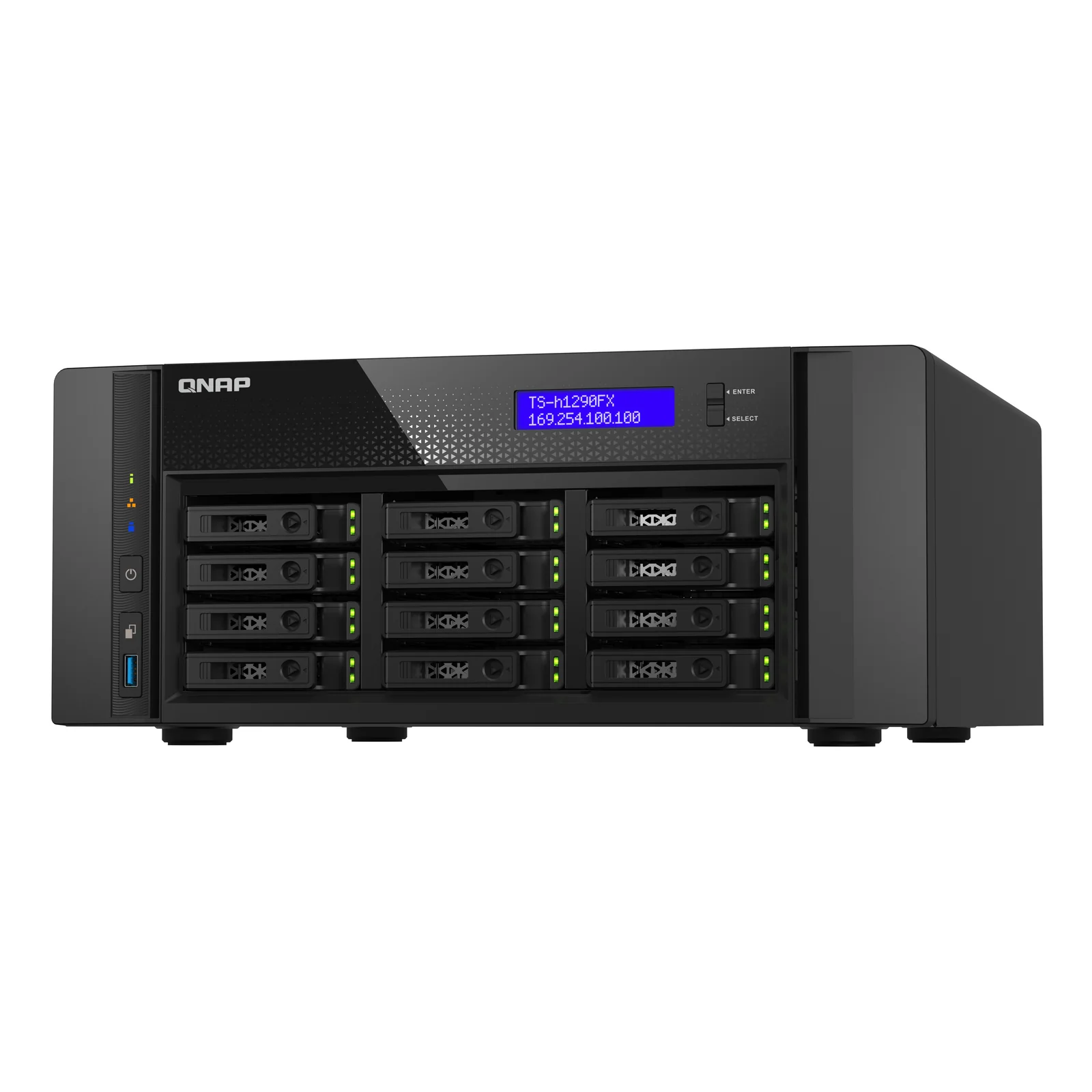 QNAP TS-h1290FX NAS Tower EPYC 7302P 256 Go DDR4 0 To QuTS hero Noir
