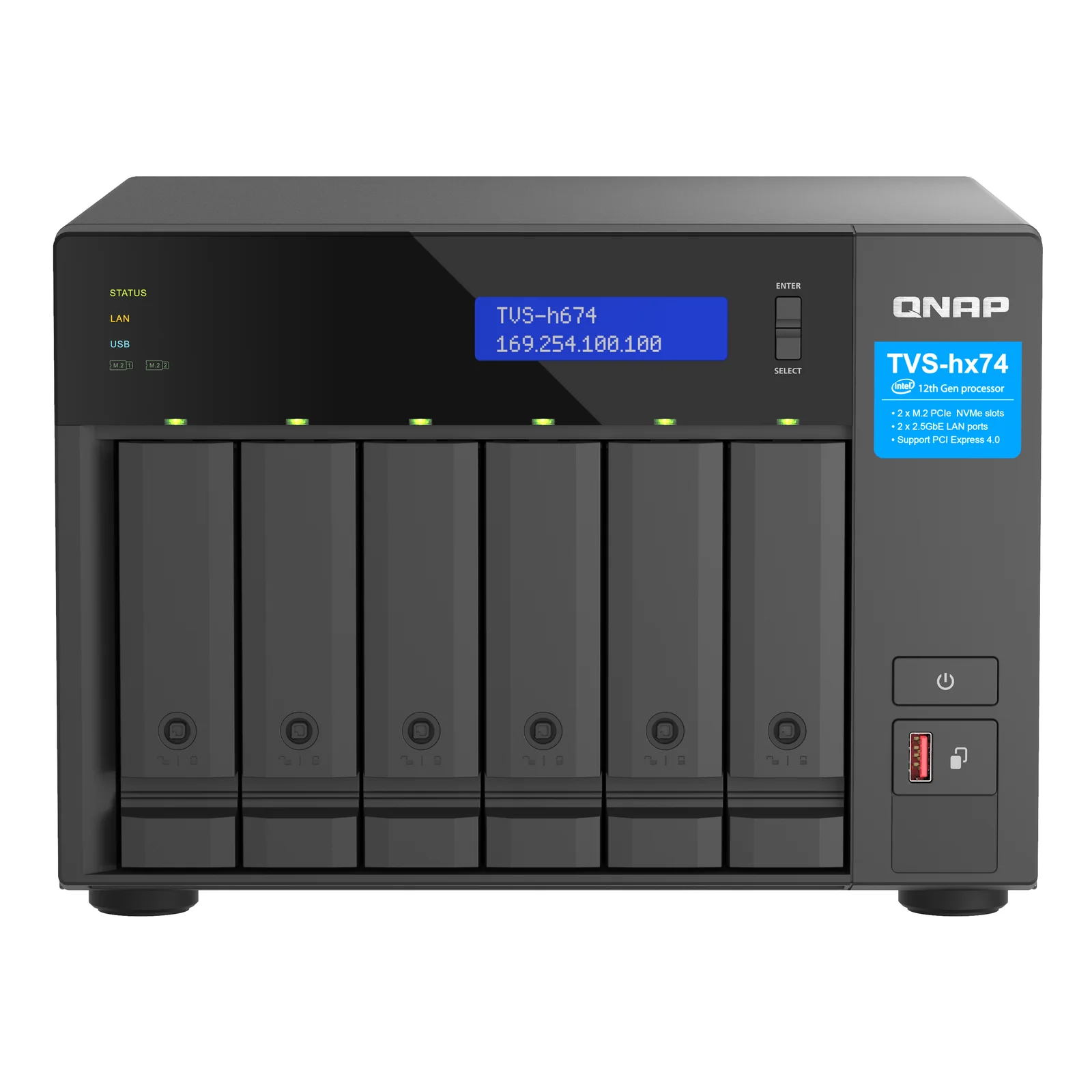TVS-H674 NAS Tower Intel® Core™ i5 i5-12400 32 Go DDR4 0 To QuTS hero Noir