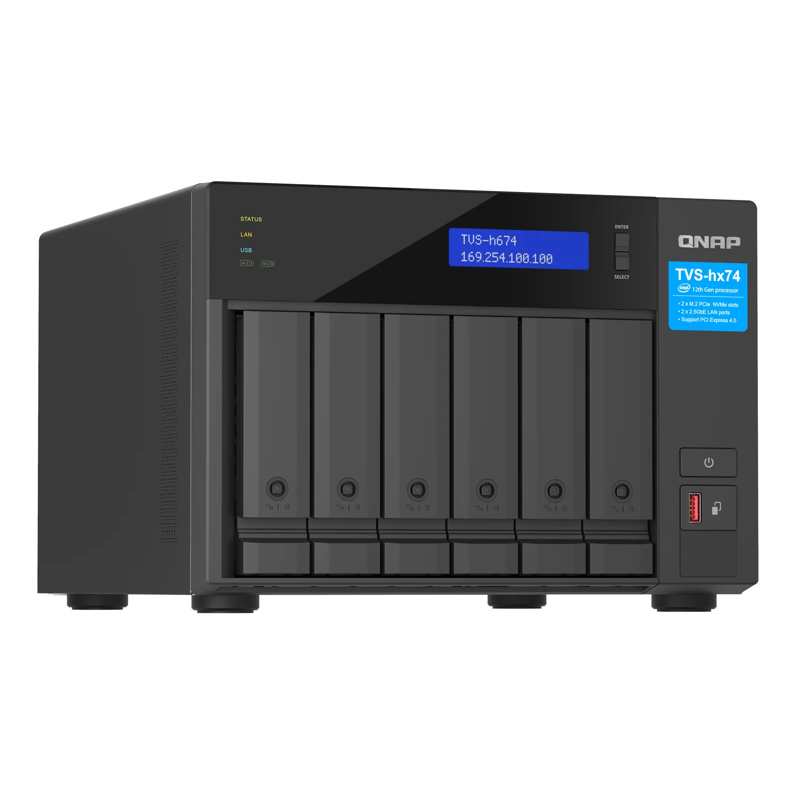 QNAP TVS-H674 NAS Tower Intel® Core™ i5 i5-12400 32 Go DDR4 0 To QuTS hero Noir