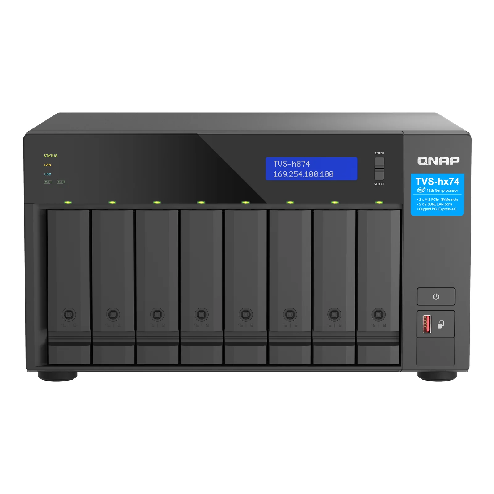 TVS-h874 NAS Tower Intel® Core™ i5 i5-12400 32 Go DDR4 0 To QuTS hero Noir