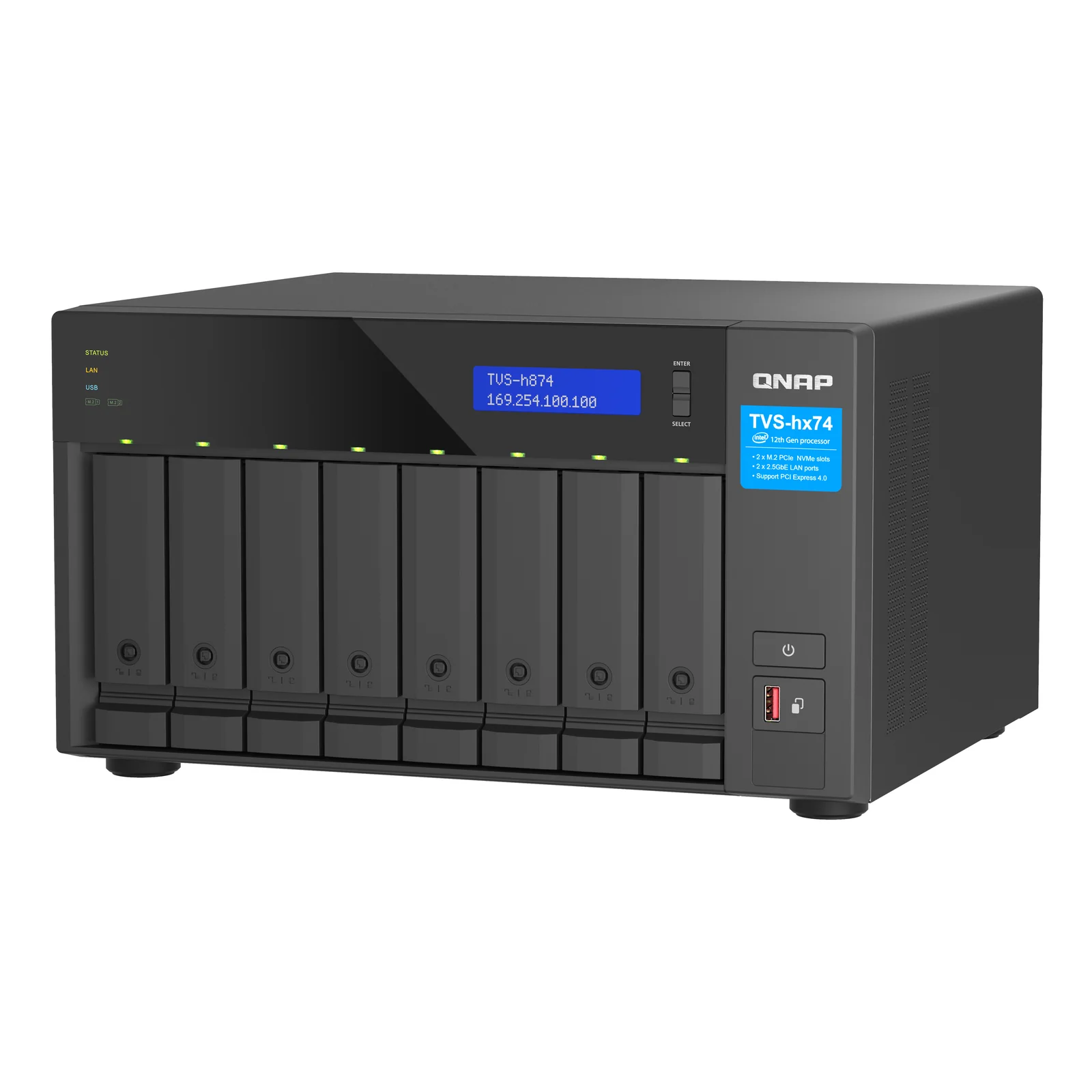QNAP TVS-H874T-I7-32G serveur de stockage NAS Tower Intel® Core™ i7 32 Go DDR4 0 To QNAP QTS Noir