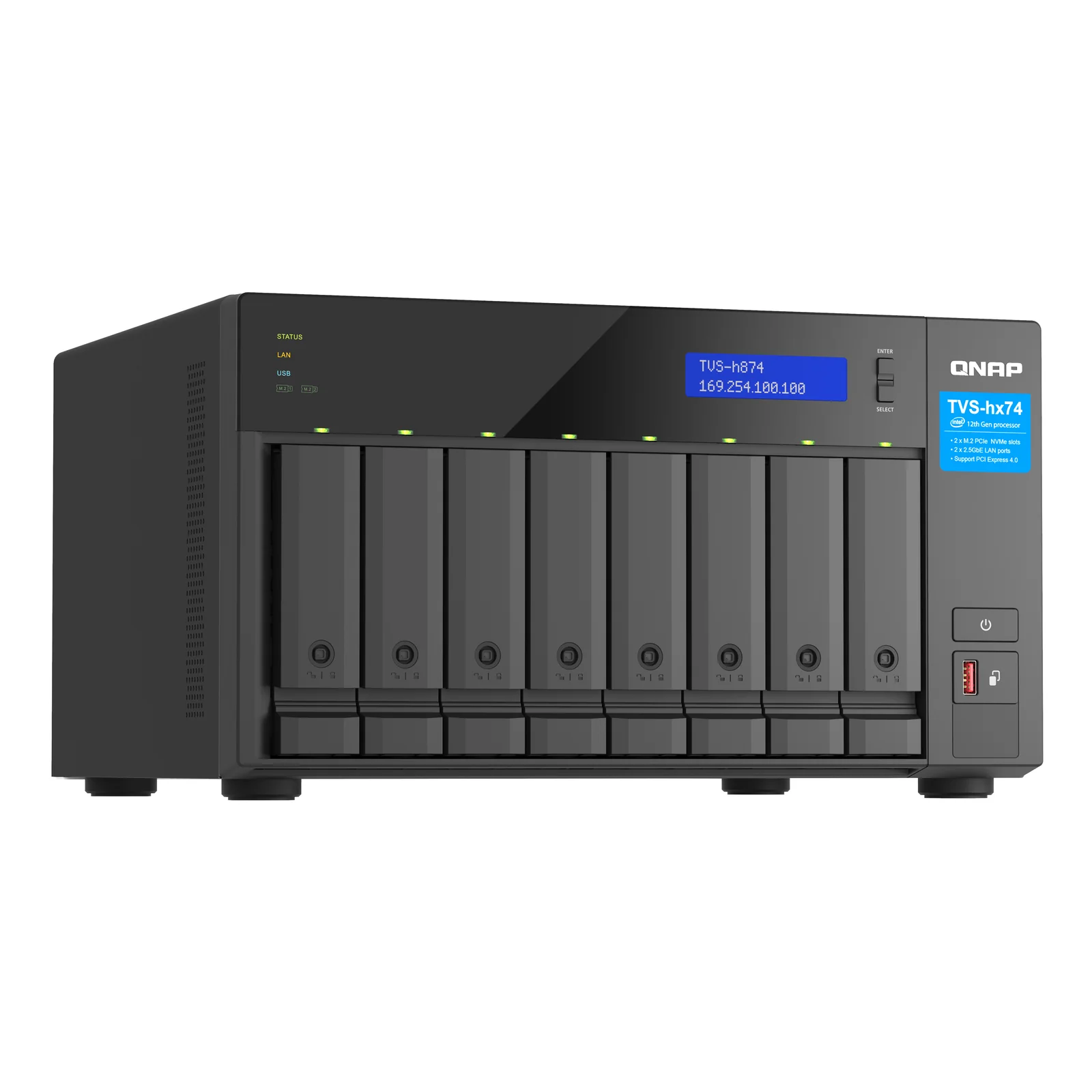 QNAP TVS-H874T-I7-32G serveur de stockage NAS Tower Intel® Core™ i7 32 Go DDR4 0 To QNAP QTS Noir
