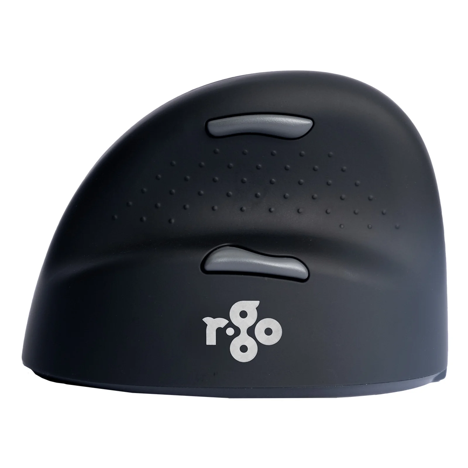 Vue du dessus, souris R-Go HE Break noire, surface texturée, logo R-go en façade
