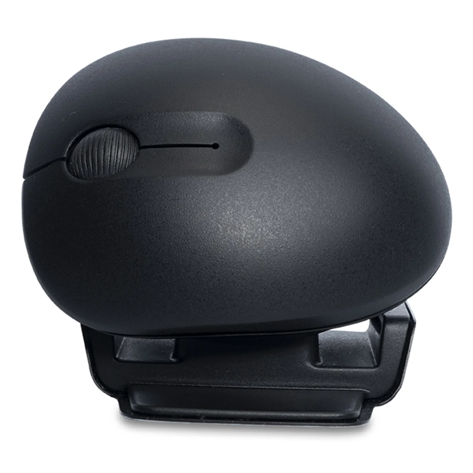 Corps ovale de la souris R-Go HE Twister noire sans socle, vue de dessus