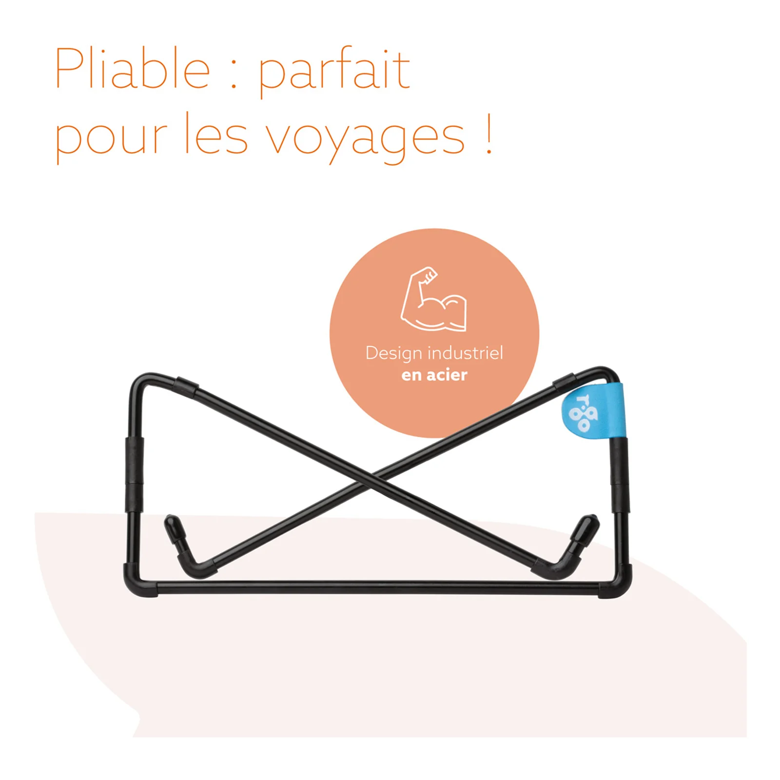 Support R-Go Steel Travel replié à plat, texte pliable parfait pour les voyages