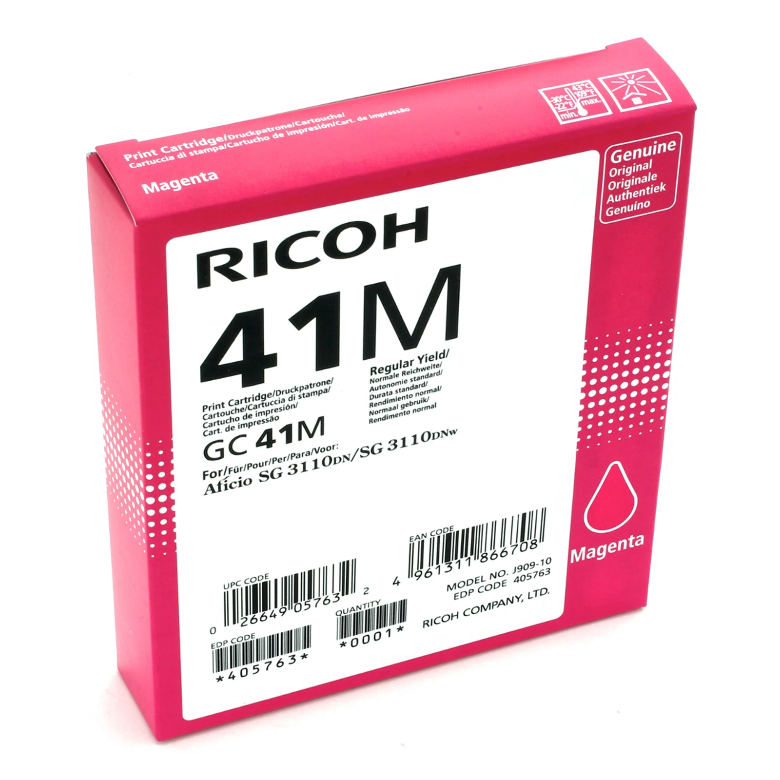 Ricoh 405763 cartouche d'encre 1 pièce(s) Original Rendement standard Magenta