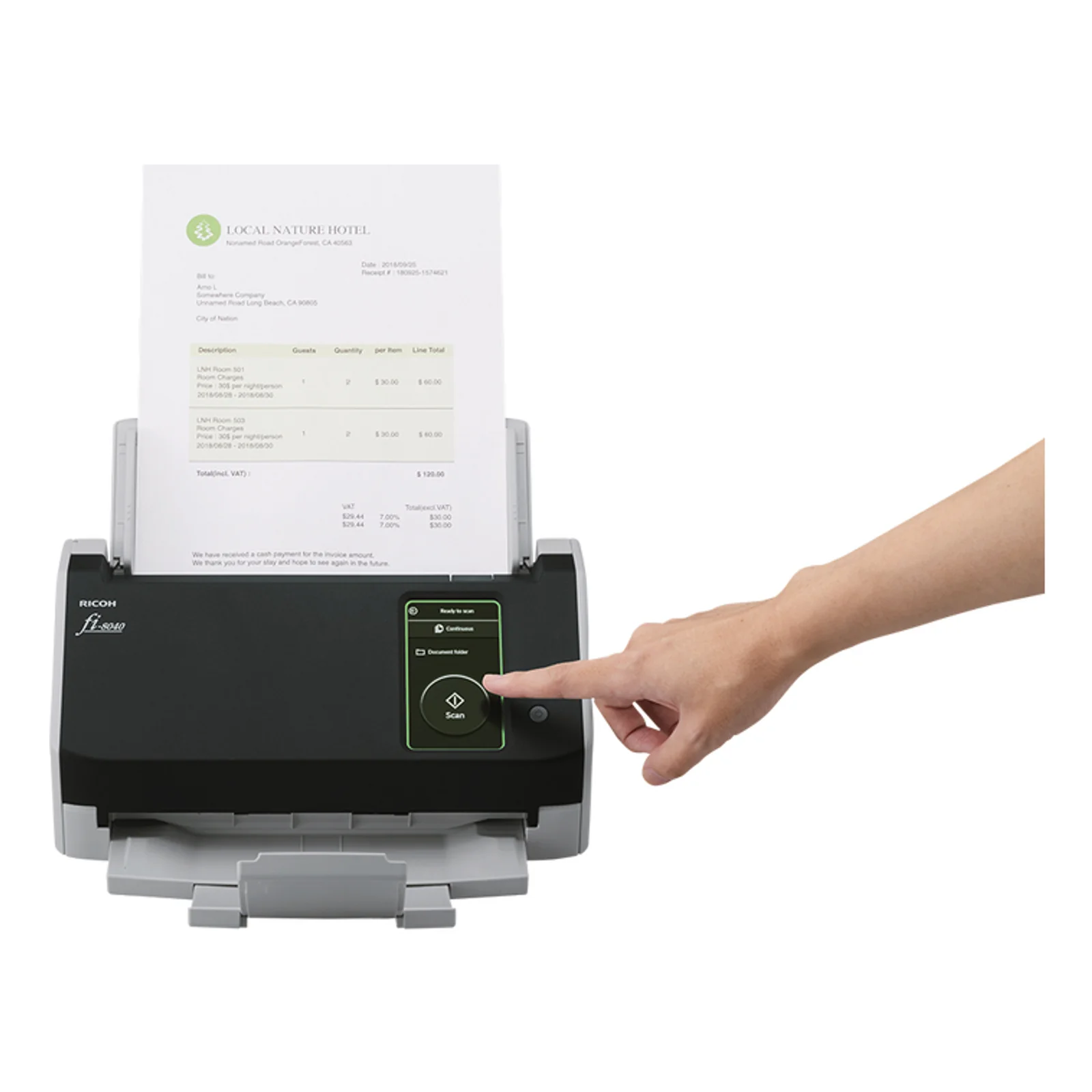 Ricoh fi-8040 Numériseur chargeur automatique de documents (adf) + chargeur manuel 600 x 600 DPI A4 Noir, Gris