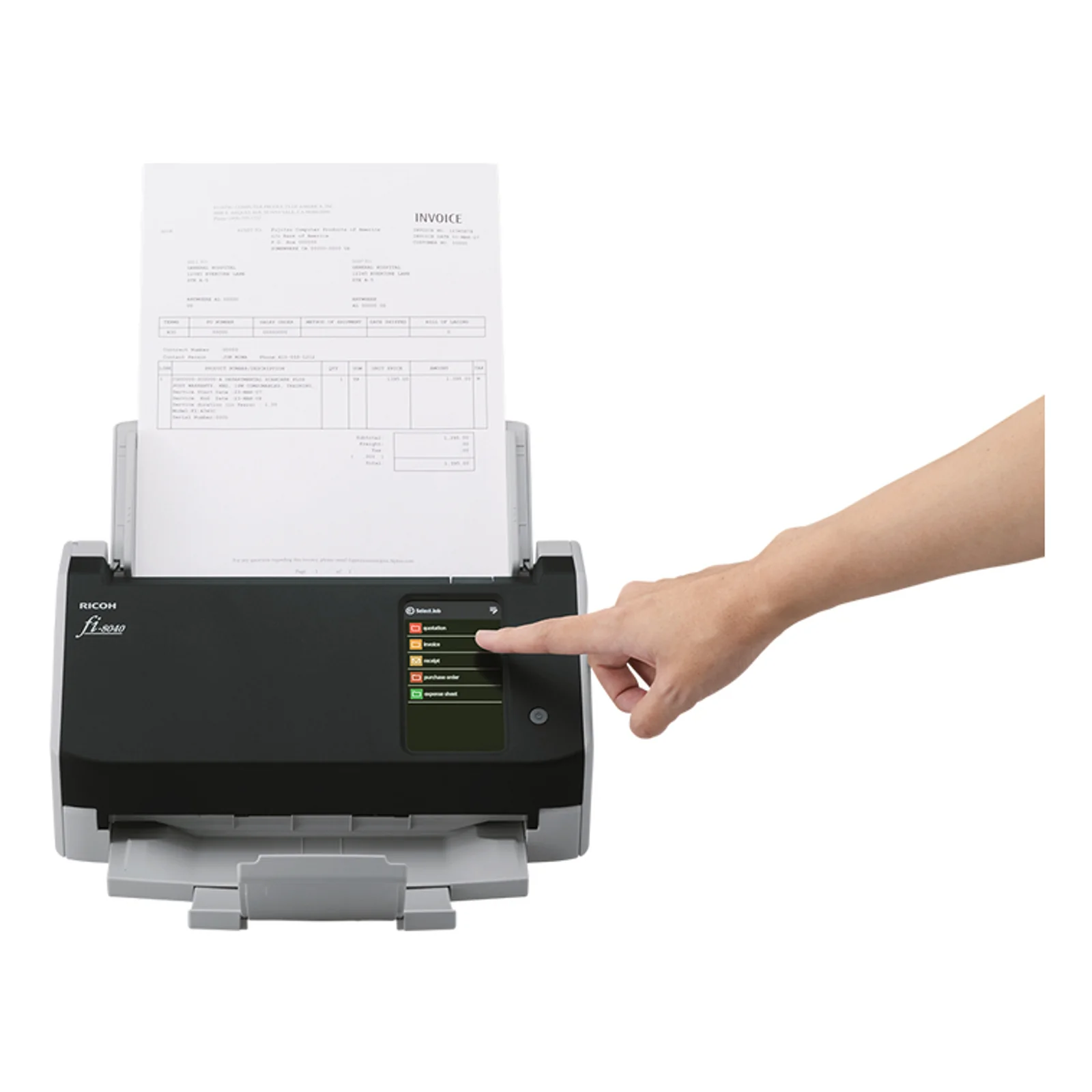 Ricoh fi-8040 Numériseur chargeur automatique de documents (adf) + chargeur manuel 600 x 600 DPI A4 Noir, Gris