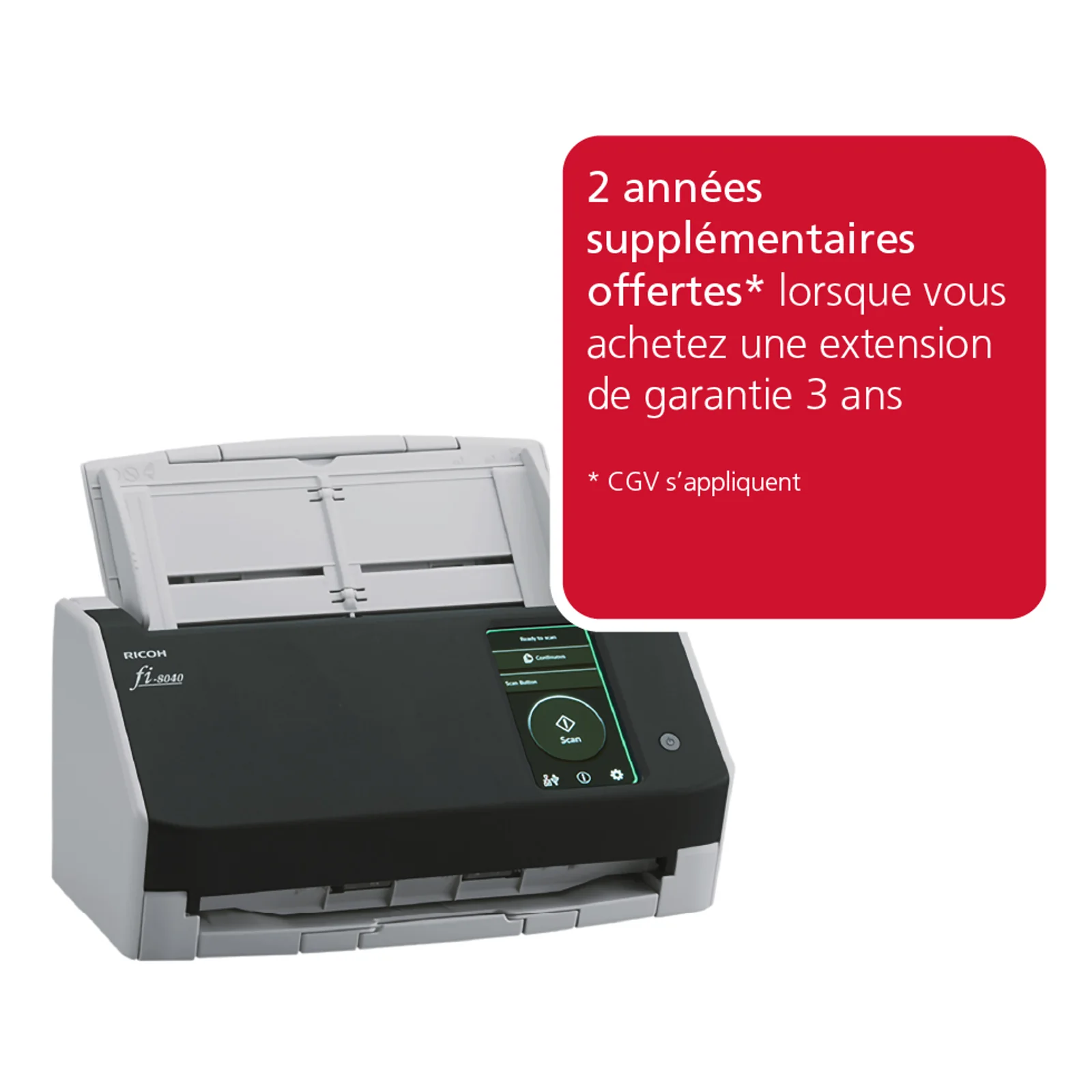 Ricoh fi-8040 Numériseur chargeur automatique de documents (adf) + chargeur manuel 600 x 600 DPI A4 Noir, Gris