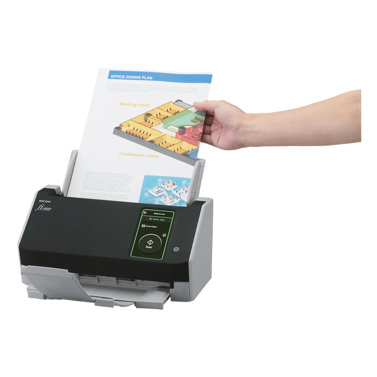 Ricoh fi-8040 Numériseur chargeur automatique de documents (adf) + chargeur manuel 600 x 600 DPI A4 Noir, Gris