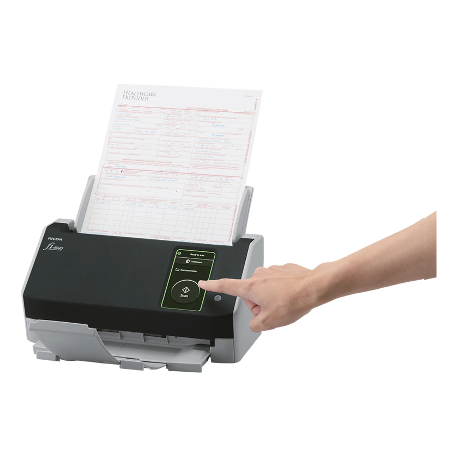 Ricoh fi-8040 Numériseur chargeur automatique de documents (adf) + chargeur manuel 600 x 600 DPI A4 Noir, Gris
