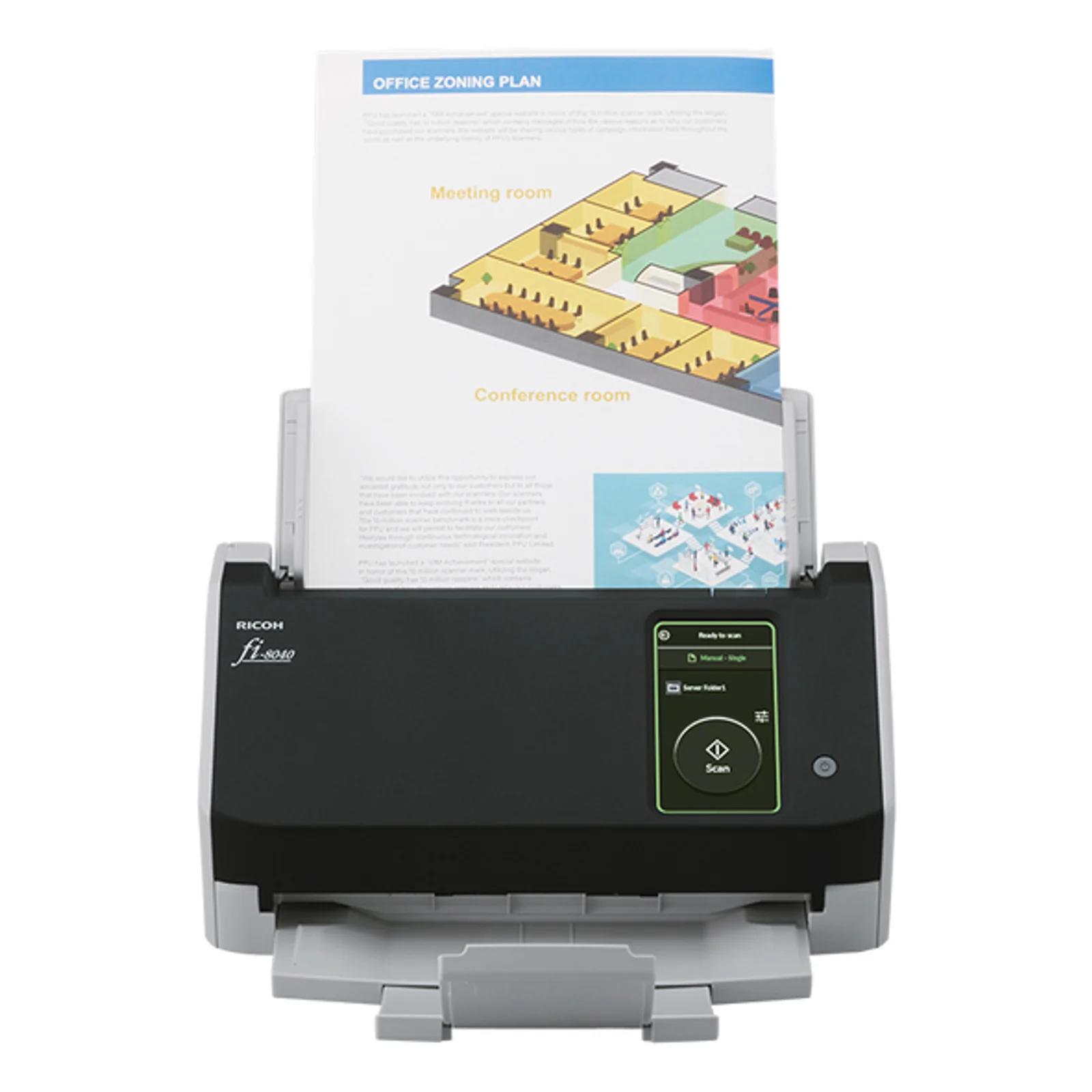 Ricoh fi-8040 Numériseur chargeur automatique de documents (adf) + chargeur manuel 600 x 600 DPI A4 Noir, Gris