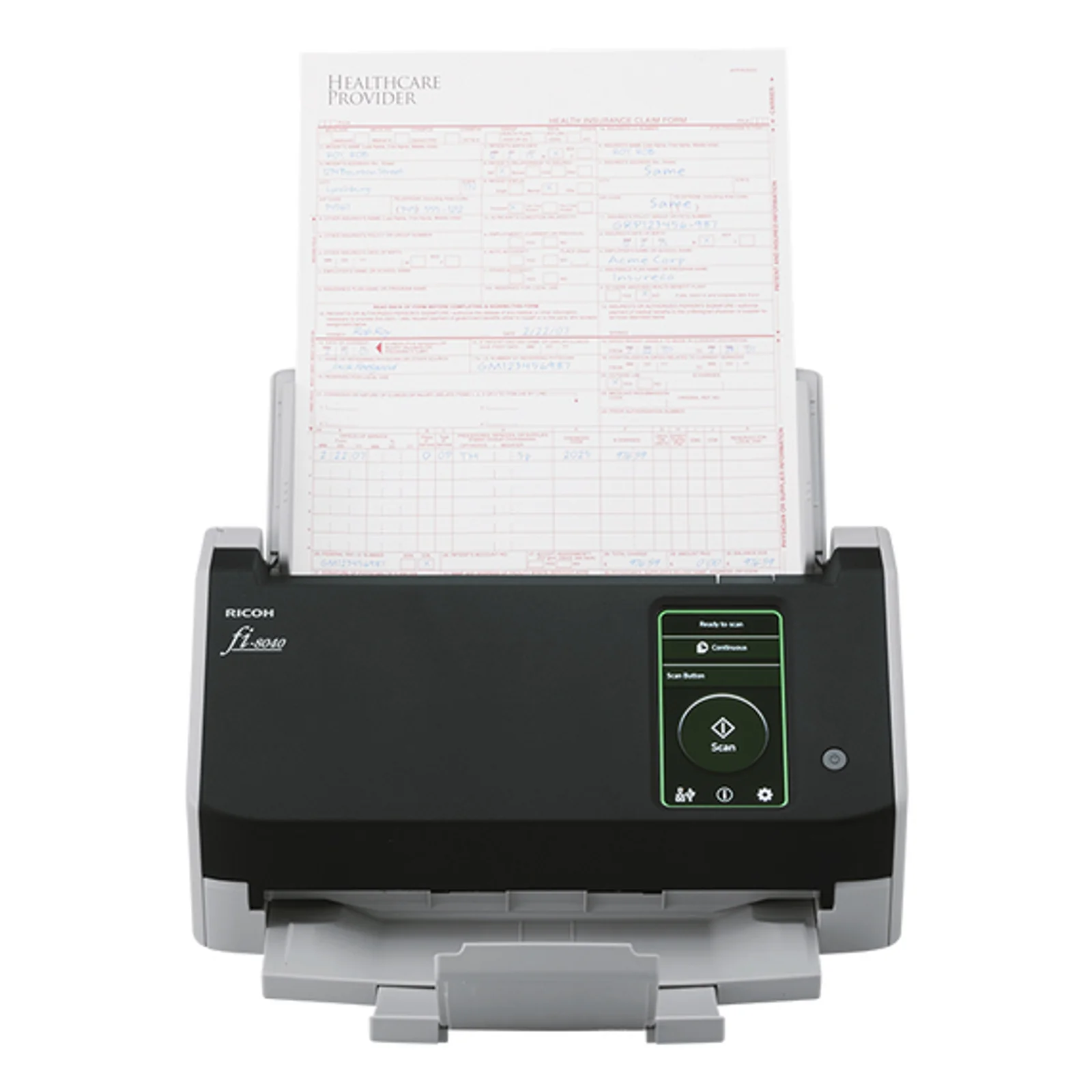 Ricoh fi-8040 Numériseur chargeur automatique de documents (adf) + chargeur manuel 600 x 600 DPI A4 Noir, Gris