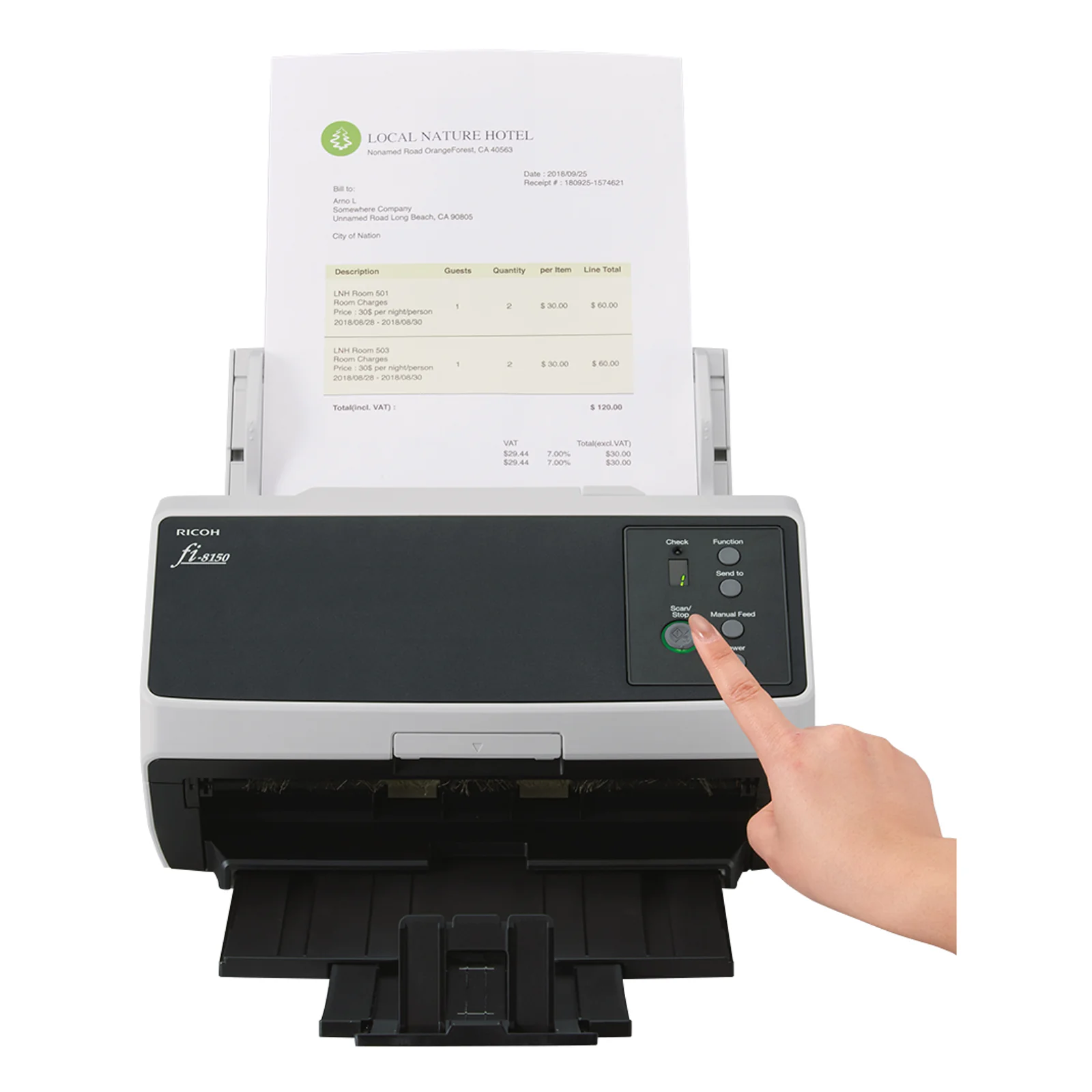 Ricoh FI-8150 Numériseur chargeur automatique de documents (adf) + chargeur manuel 600 x 600 DPI A4 Noir, Gris