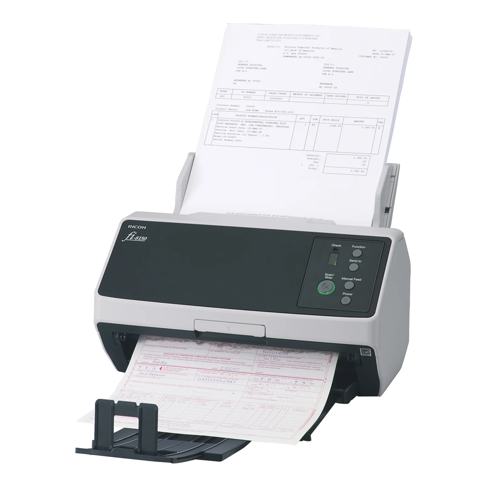 Ricoh FI-8150 Numériseur chargeur automatique de documents (adf) + chargeur manuel 600 x 600 DPI A4 Noir, Gris