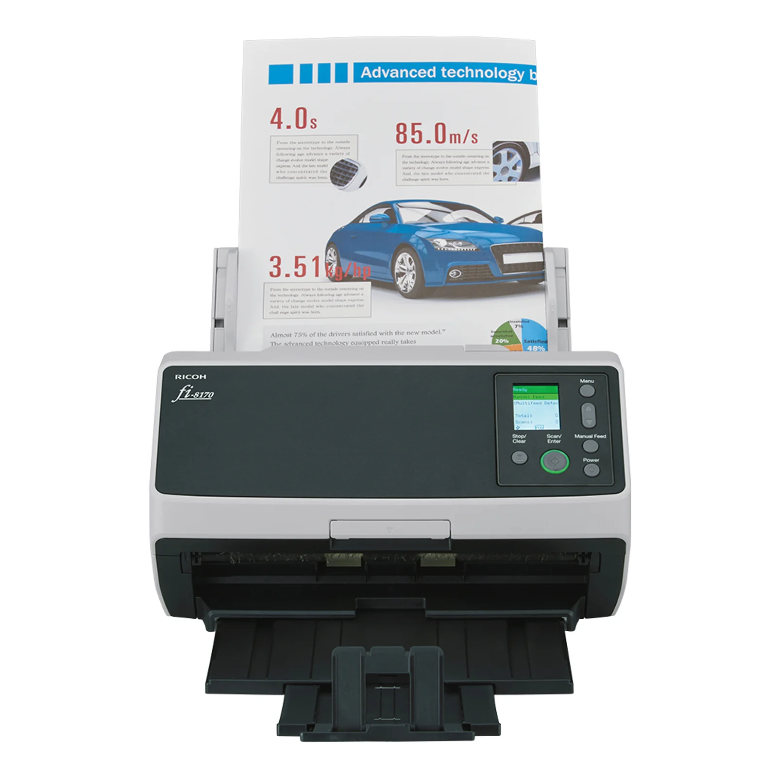 Ricoh fi-8170 Numériseur chargeur automatique de documents (adf) + chargeur manuel 600 x 600 DPI A4 Noir, Gris