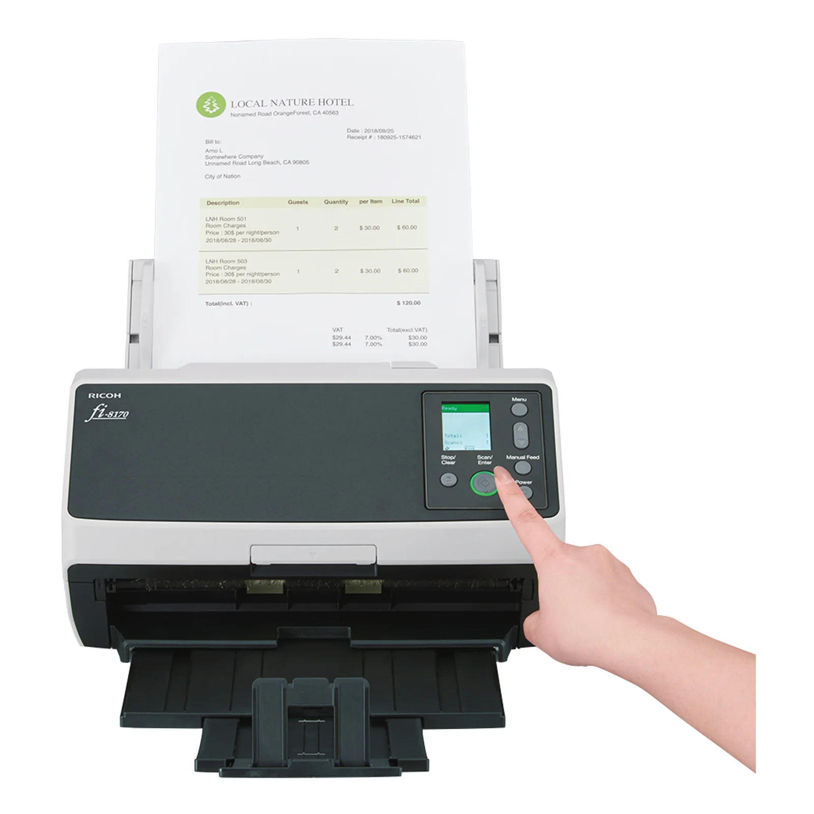 Ricoh fi-8170 Numériseur chargeur automatique de documents (adf) + chargeur manuel 600 x 600 DPI A4 Noir, Gris