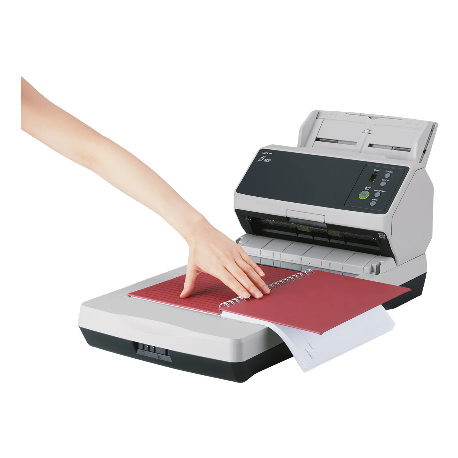 Ricoh fi-8250 Numériseur chargeur automatique de documents (adf) + chargeur manuel 600 x 600 DPI A4 Noir, Gris